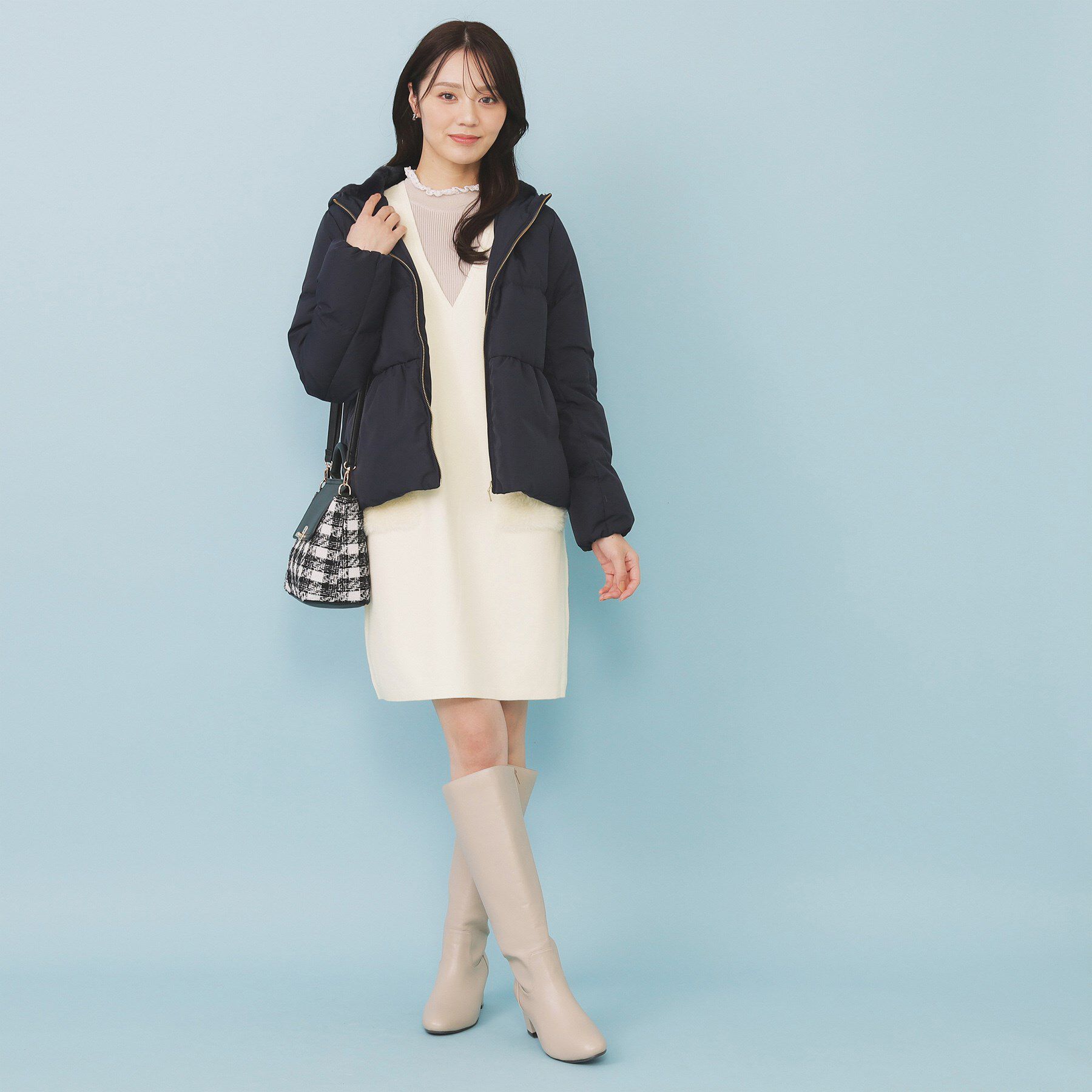 index「ファーポケットニットジャンスカ【洗濯機OK】」|ワンピース|