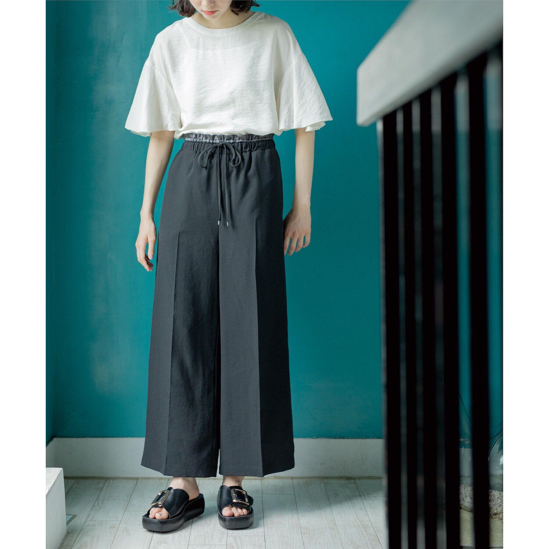 OPAQUE.CLIP「ウエストサテン使いイージーワイドパンツ【洗濯機洗い可】」|その他|
