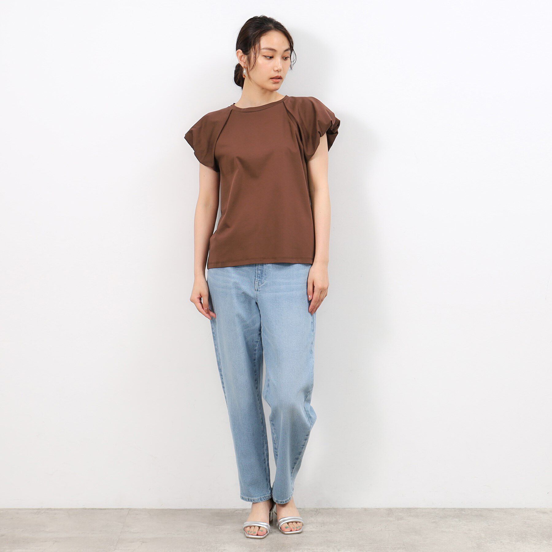 OPAQUE.CLIP「《美人百花掲載》バルーンスリーブカットソー【洗濯機洗い可】」|Tシャツ・カットソー|