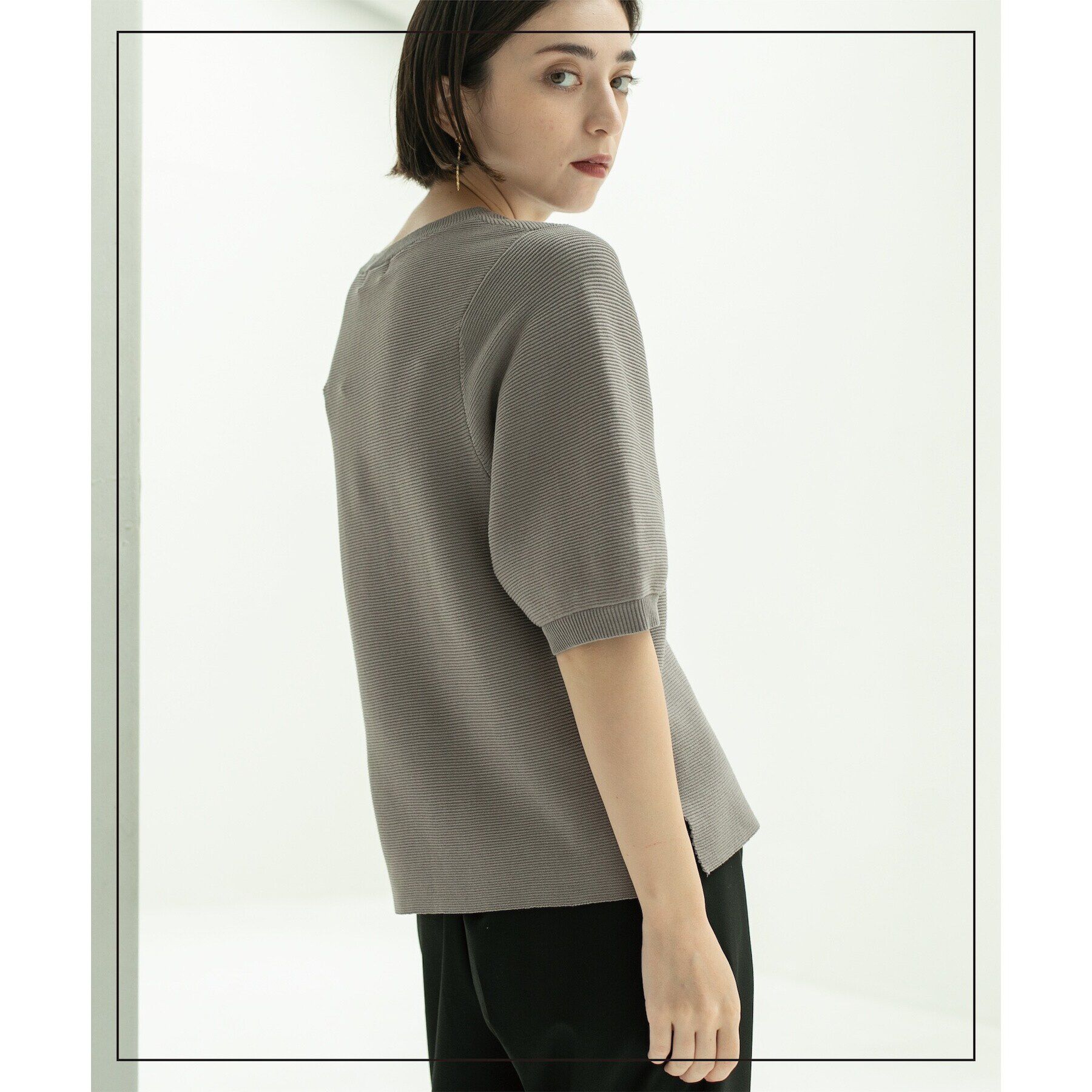 OPAQUE.CLIP「《6color/S-LLsize》ガーターボリュームスリーブニット【洗濯機洗い可/UVケア】」|ニット・セーター|