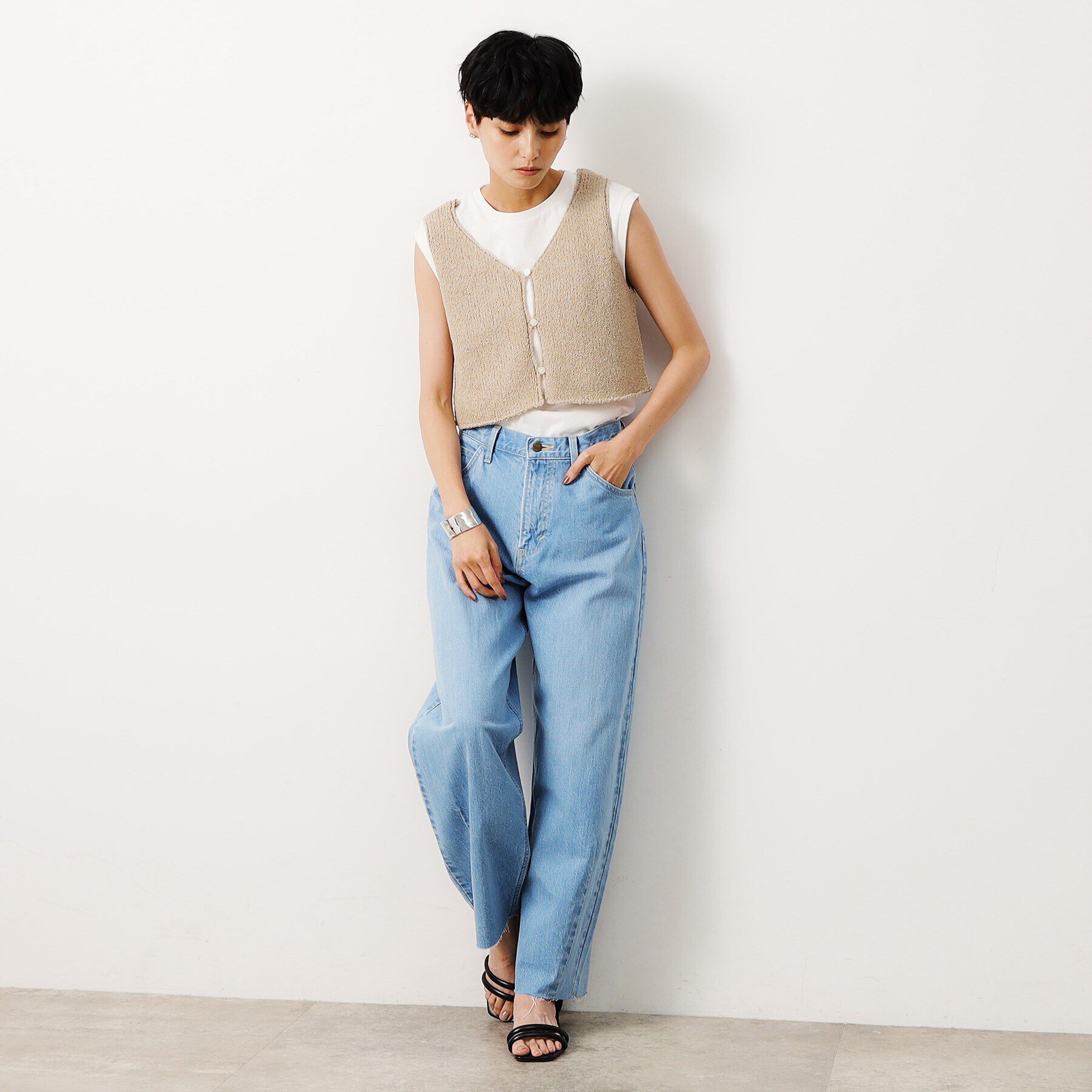 OPAQUE.CLIP「【前後2WAY/ツインセット】ニットビスチェ&times;ノースリーブ【洗濯機洗い可】」|Tシャツ・カットソー|