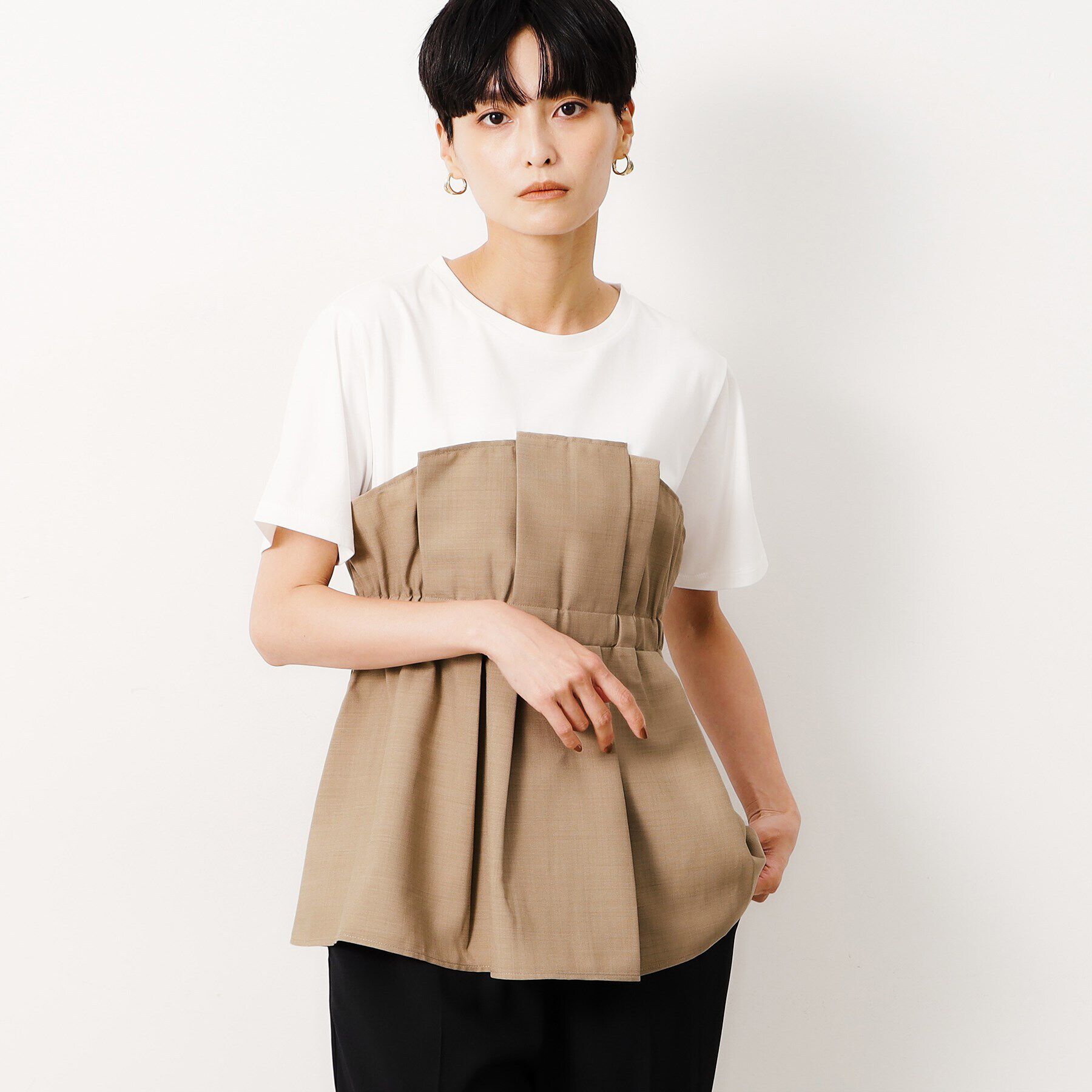 OPAQUE.CLIP「ビスチェドッキングカットソー【洗濯機洗い可】」|Tシャツ・カットソー|ベージュ(552)