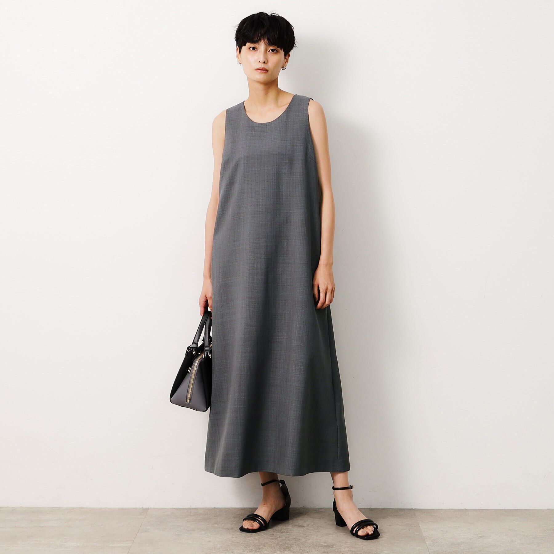 OPAQUE.CLIP「【ツインセット】メッシュニット&times;ノースリーブワンピース【洗濯機洗い可】」|ワンピース|