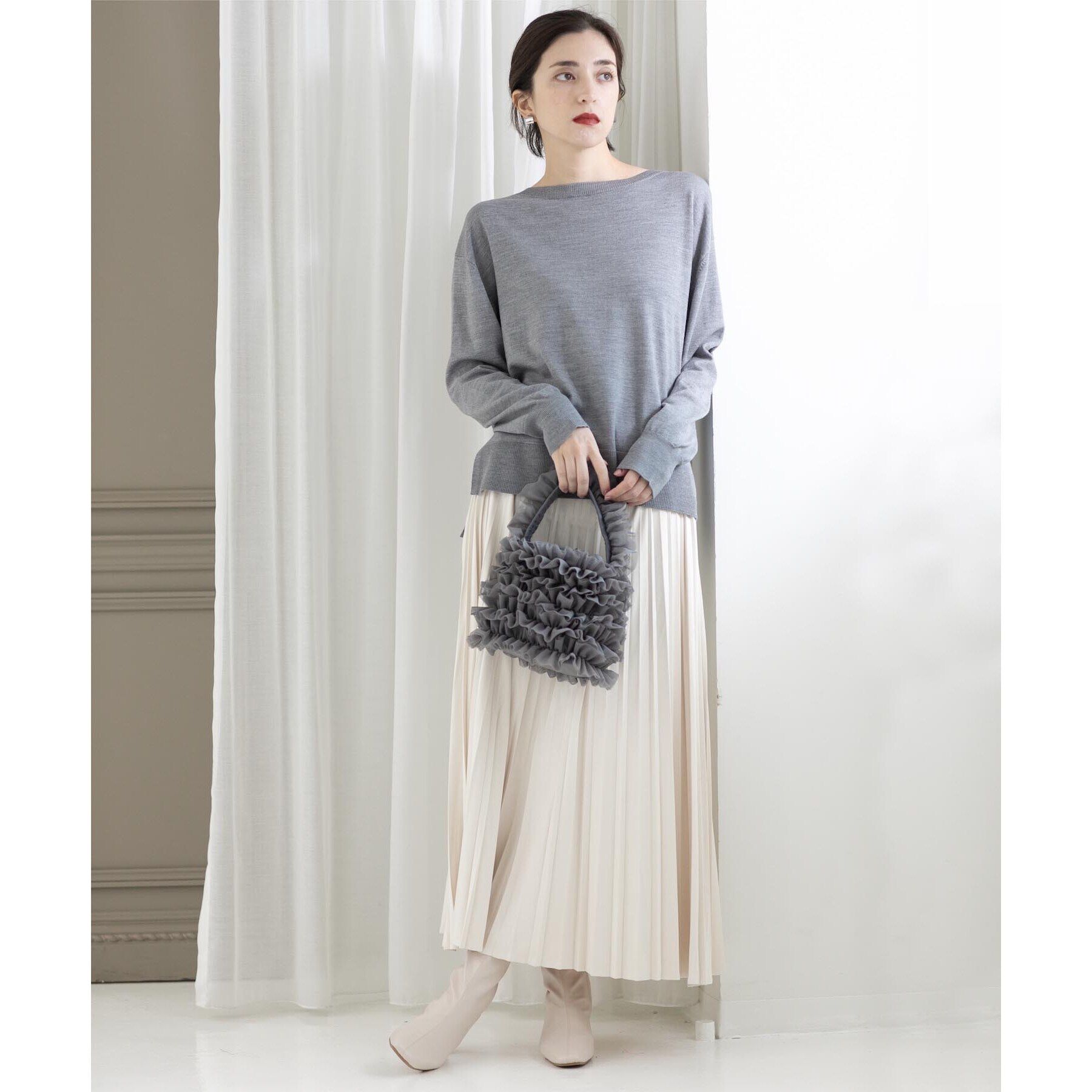 OPAQUE.CLIP「《5color/S-LLsize》フェイクスウェードイージープリーツスカート【洗濯機洗い可】」|スカート|