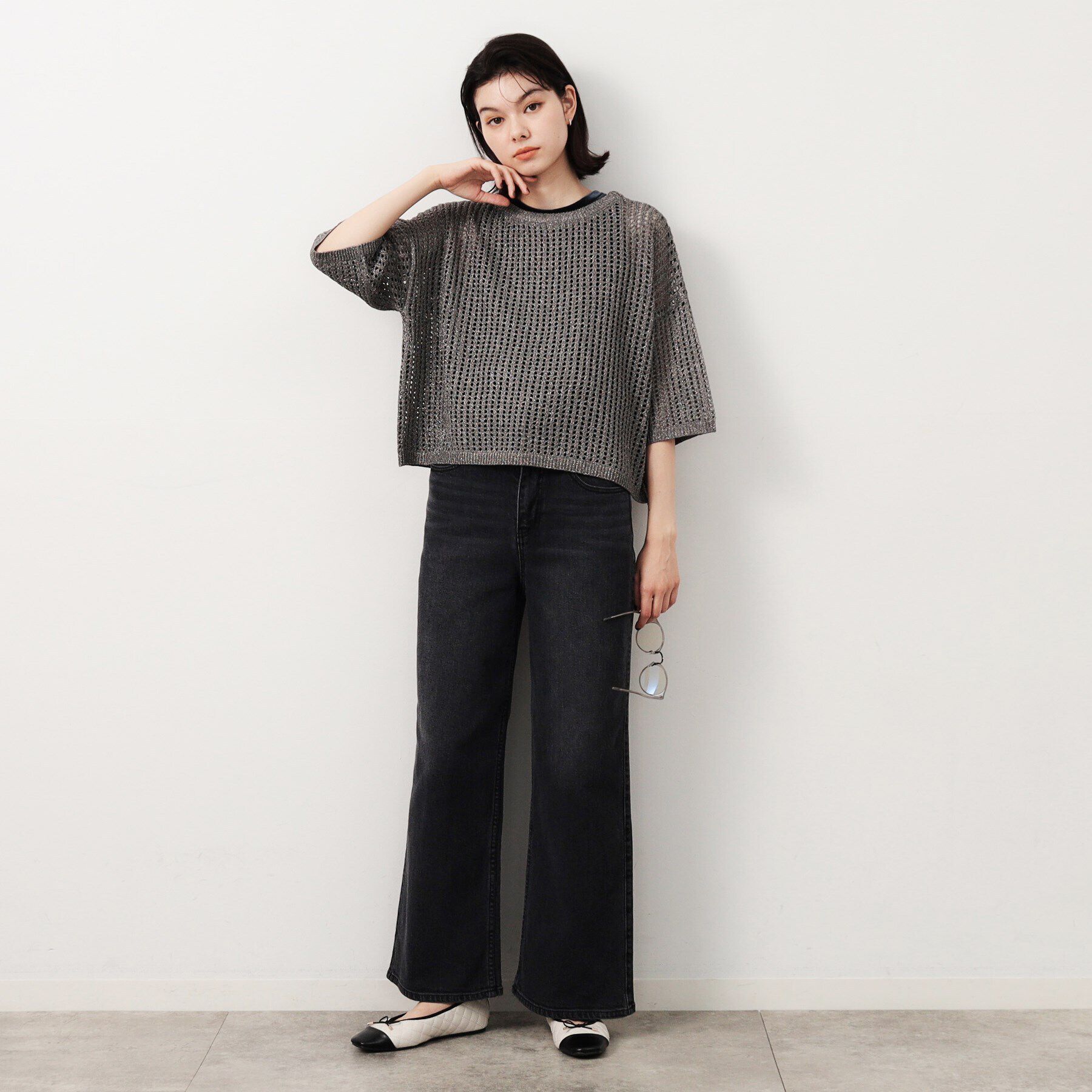 OPAQUE.CLIP「ラメメッシュニット【洗濯機洗い可】」|ニット・セーター|