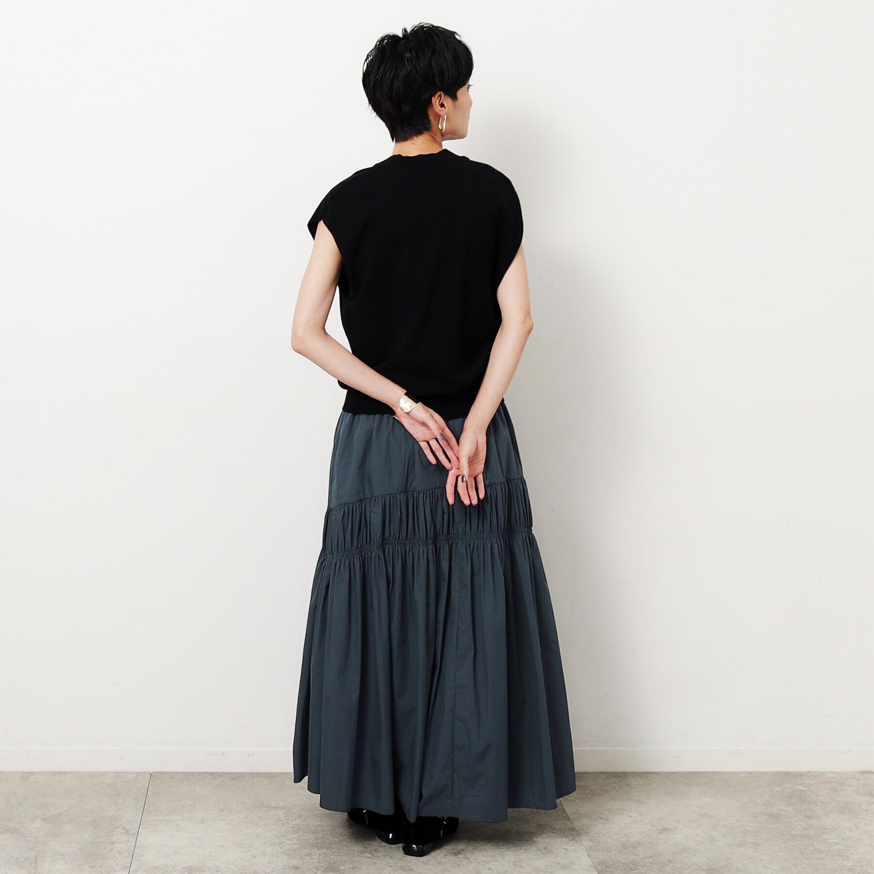 OPAQUE.CLIP「シャーリング切替ボリュームフレアスカート【洗濯機洗い可】」|スカート|