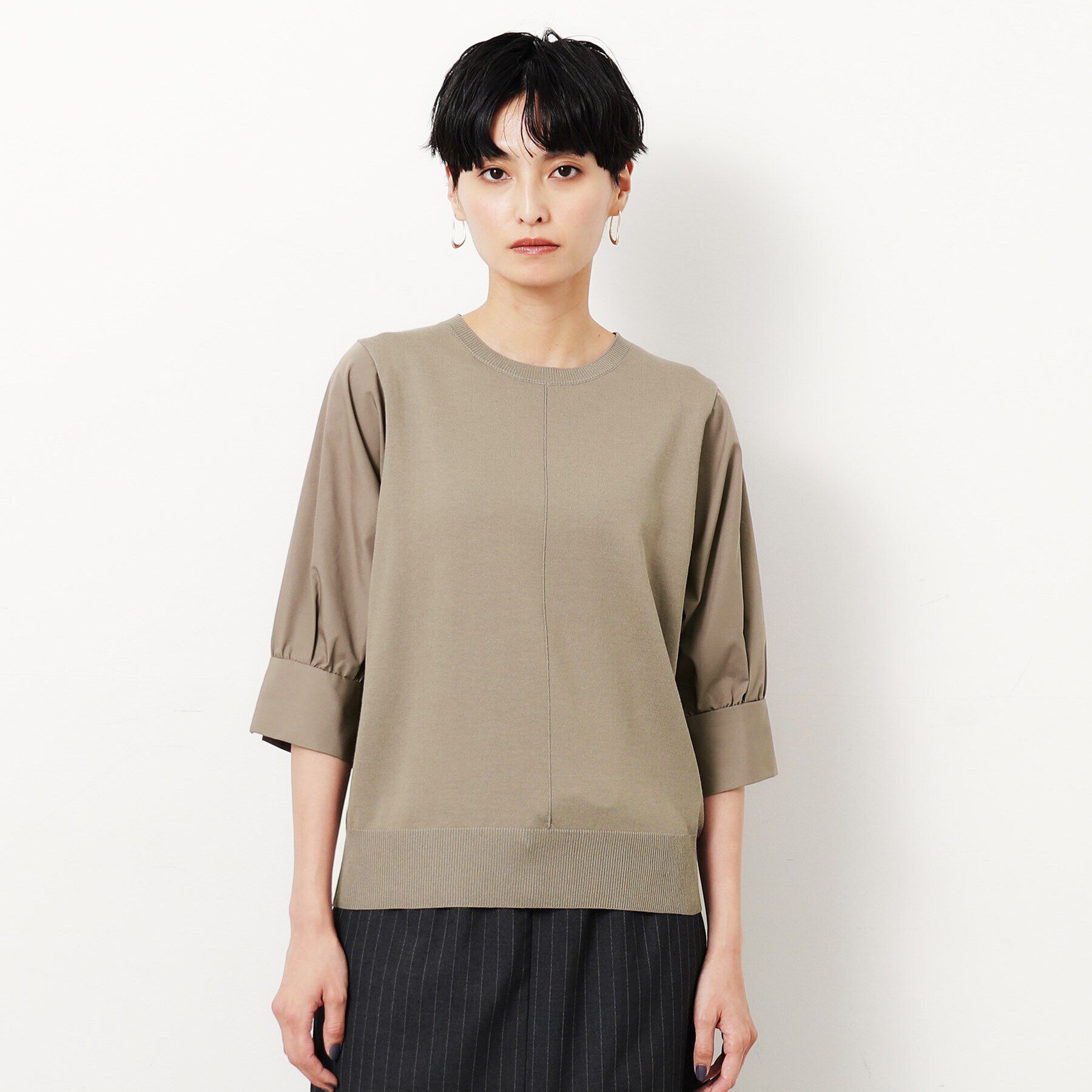 OPAQUE.CLIP「フハクスリーブドッキングニット【洗濯機洗い可/抗ピル】」|ニット・セーター|