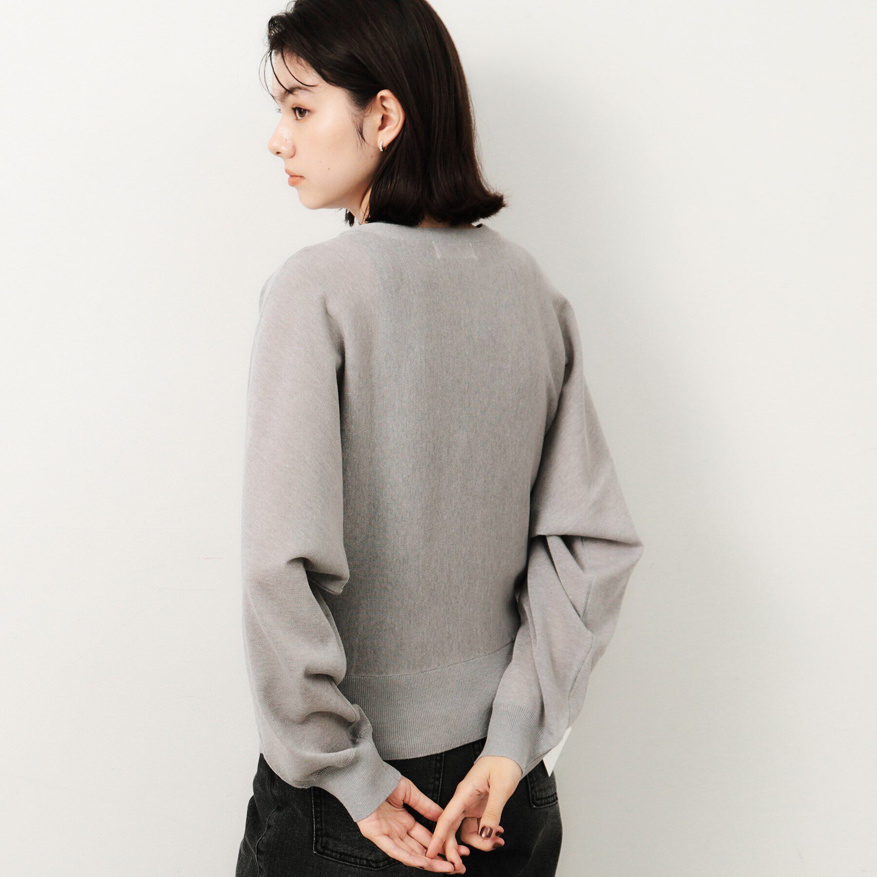 OPAQUE.CLIP「UV VネックZIPドルマンニットカーディガン【洗濯機洗い可/抗ピル】」|カーディガン|