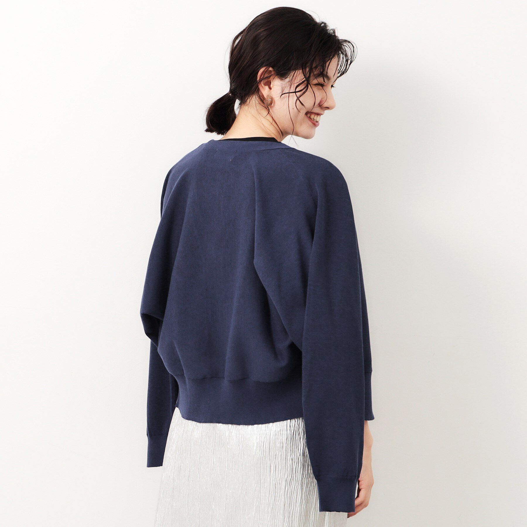 OPAQUE.CLIP「UV VネックZIPドルマンニットカーディガン【洗濯機洗い可/抗ピル】」|カーディガン|