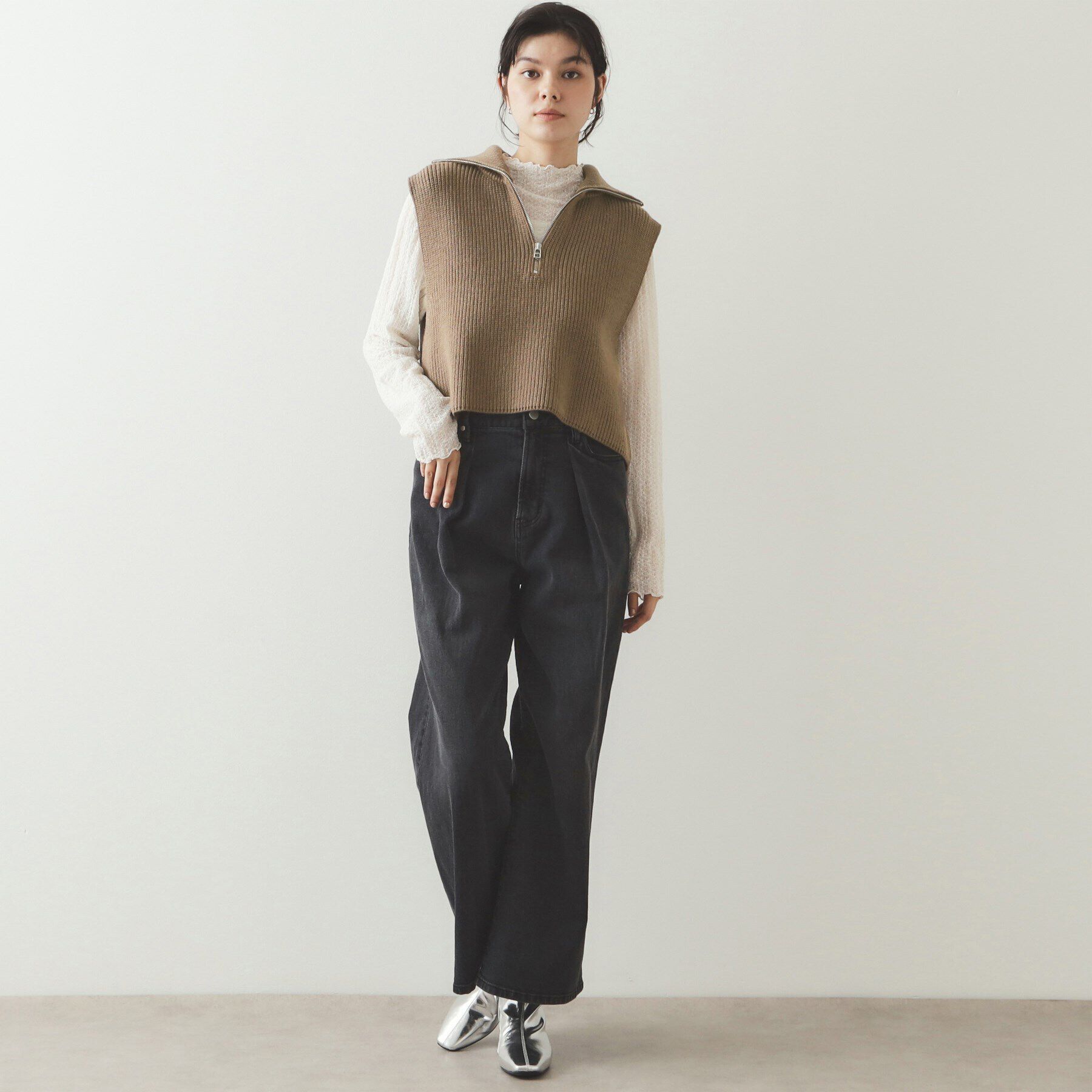 OPAQUE.CLIP「《CLASSY掲載》ハーフZIPニットベスト【洗濯機洗い可】」|ニット・セーター|