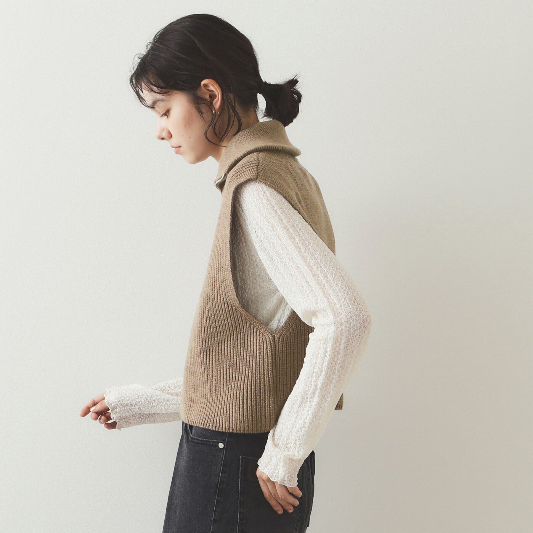 OPAQUE.CLIP「《CLASSY掲載》ハーフZIPニットベスト【洗濯機洗い可】」|ニット・セーター|