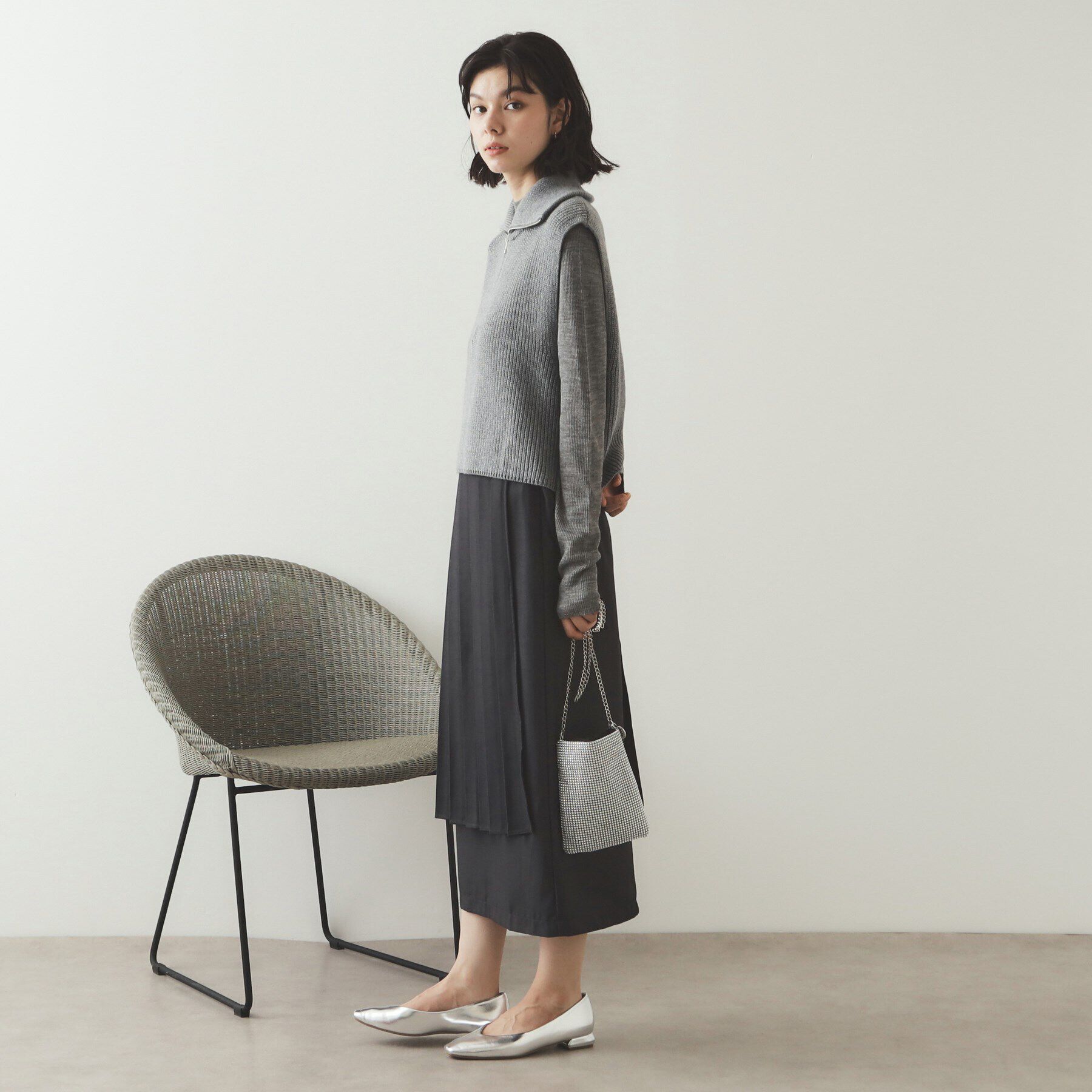 OPAQUE.CLIP「《CLASSY掲載》ハーフZIPニットベスト【洗濯機洗い可】」|ニット・セーター|