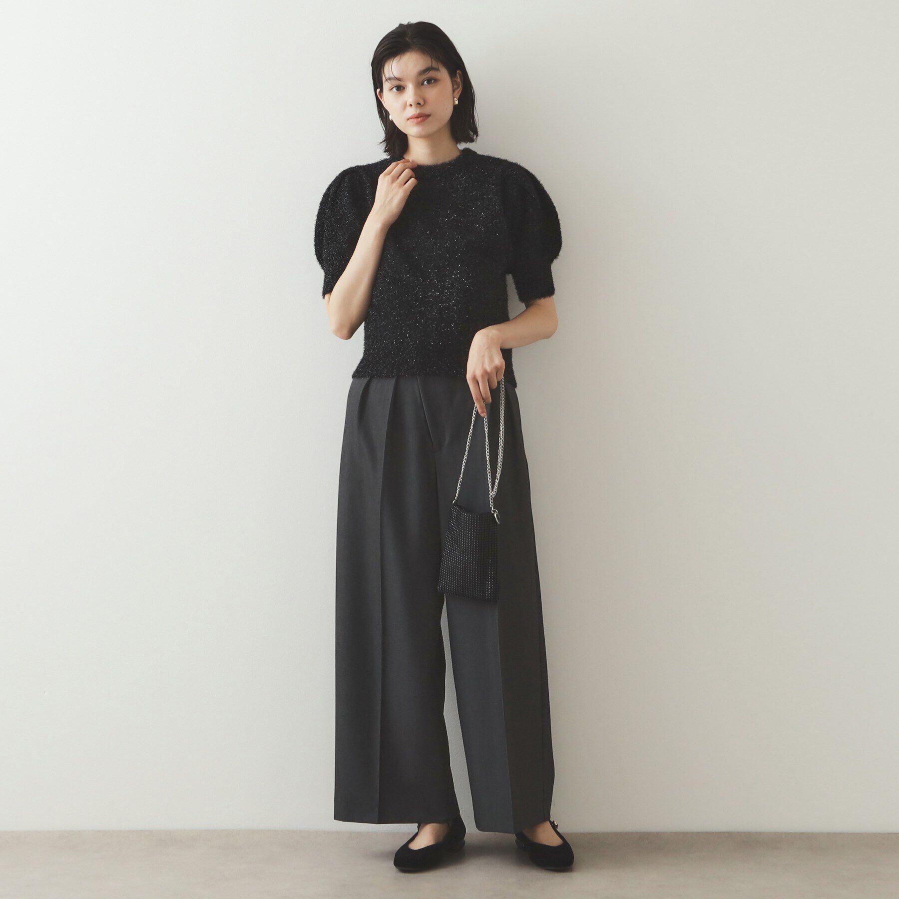 OPAQUE.CLIP「《andGIRL掲載》キラキラボリュームスリーブニット【洗濯機洗い可】」|ニット・セーター|