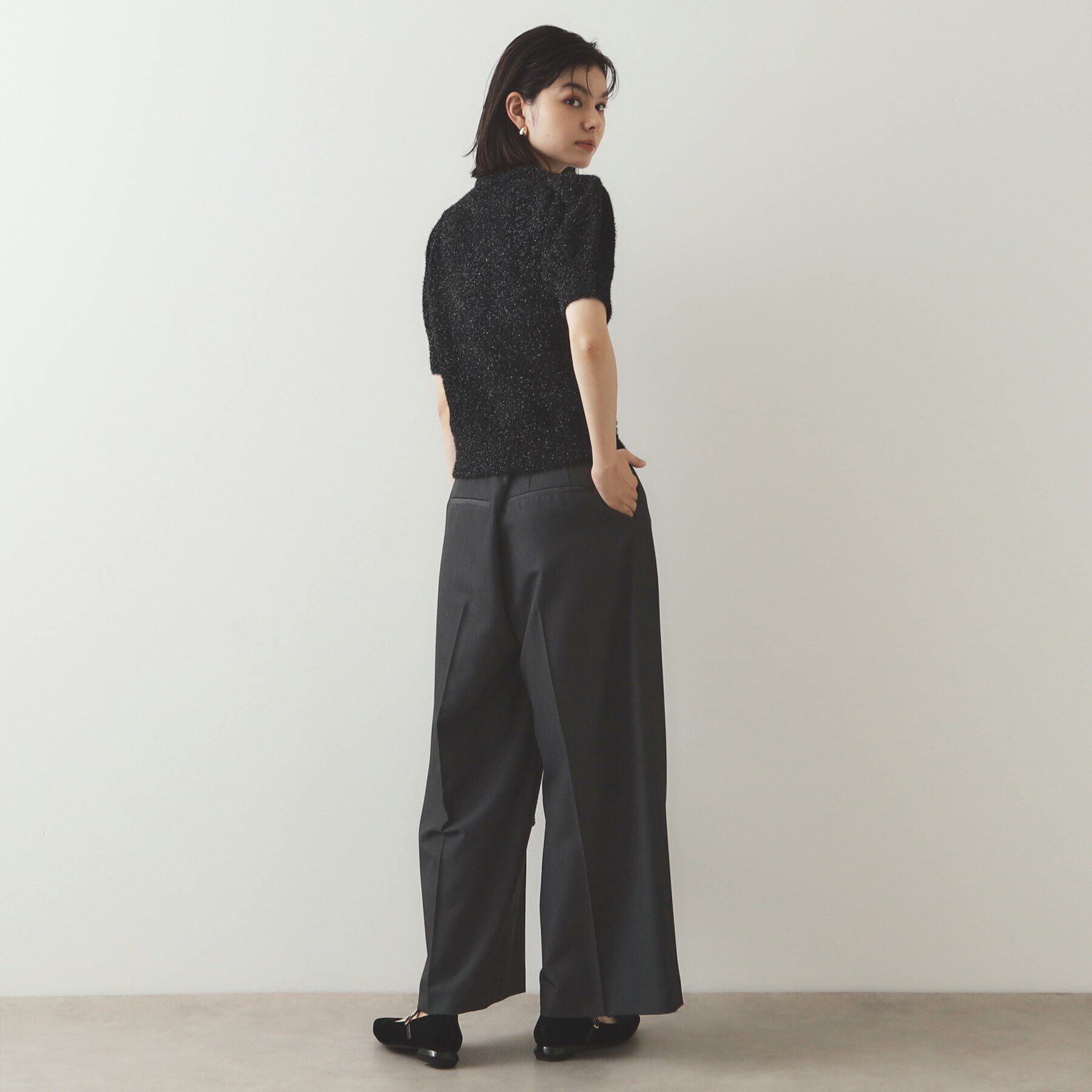 OPAQUE.CLIP「《andGIRL掲載》キラキラボリュームスリーブニット【洗濯機洗い可】」|ニット・セーター|