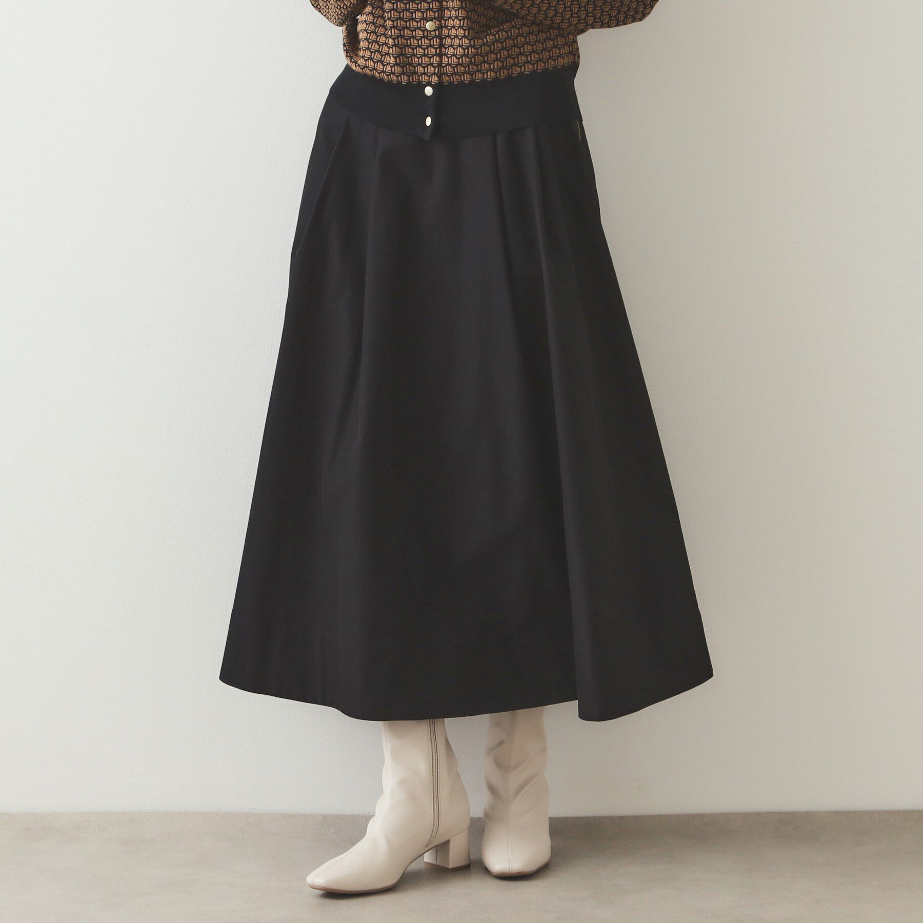 OPAQUE.CLIP「メモリータフタ フレアスカート【洗濯機洗い可】」|スカート|