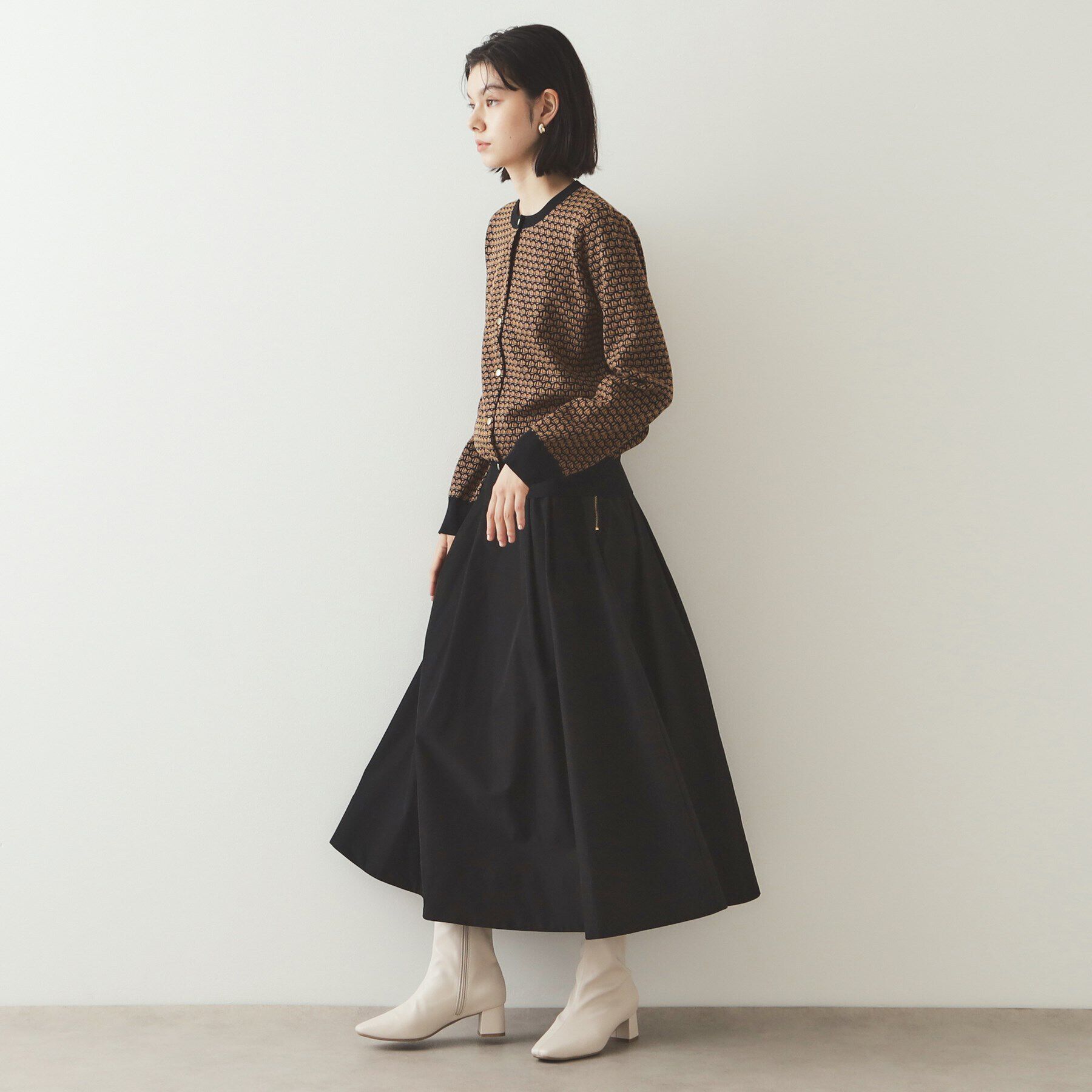 OPAQUE.CLIP「メモリータフタ フレアスカート【洗濯機洗い可】」|スカート|