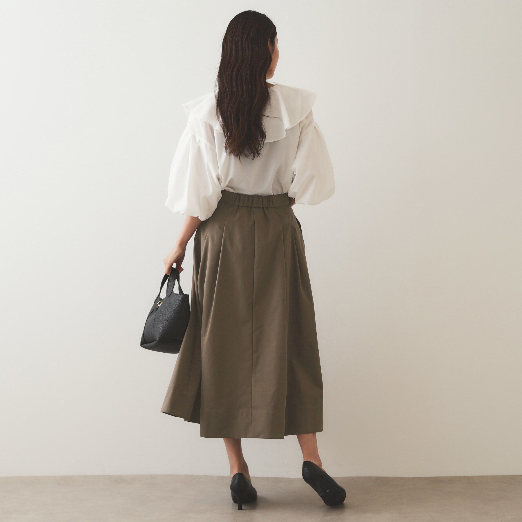 OPAQUE.CLIP「メモリータフタ フレアスカート【洗濯機洗い可】」|スカート|