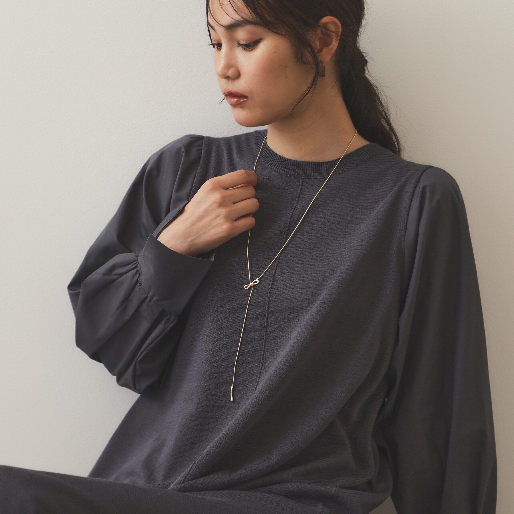 OPAQUE.CLIP「リボン&times;メタル スライドネックレス」|ネックレス|