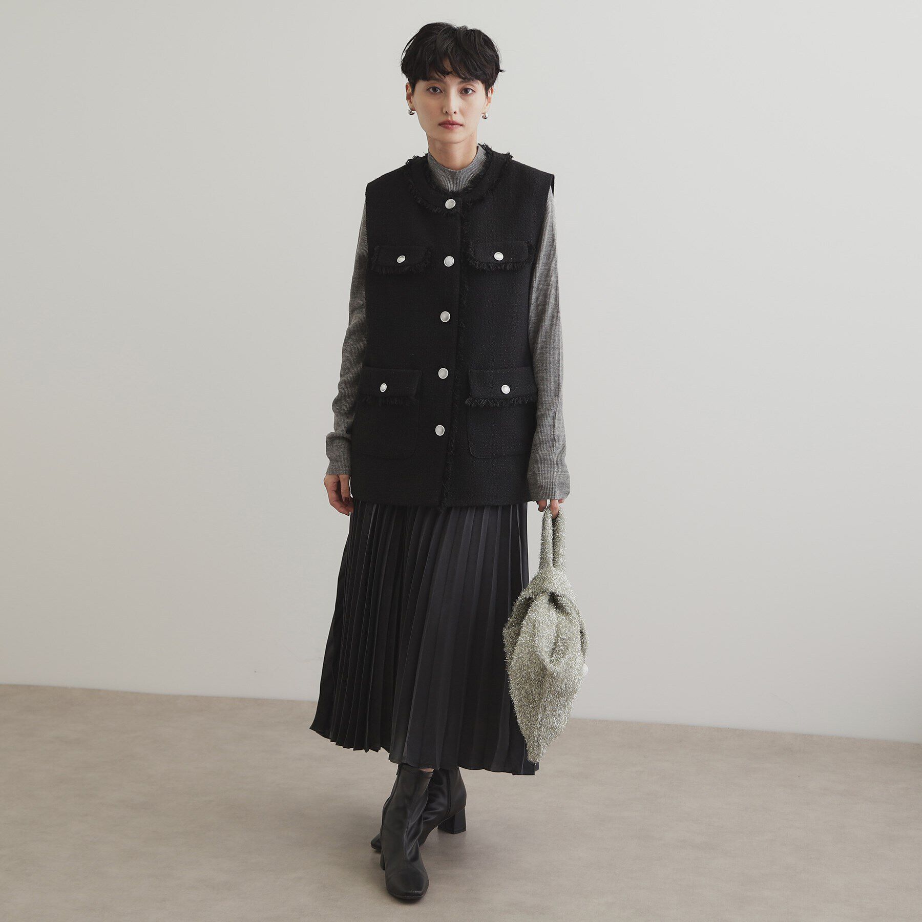 OPAQUE.CLIP「ツイードジレ【洗濯機洗い可】」|ベスト・ジレ|