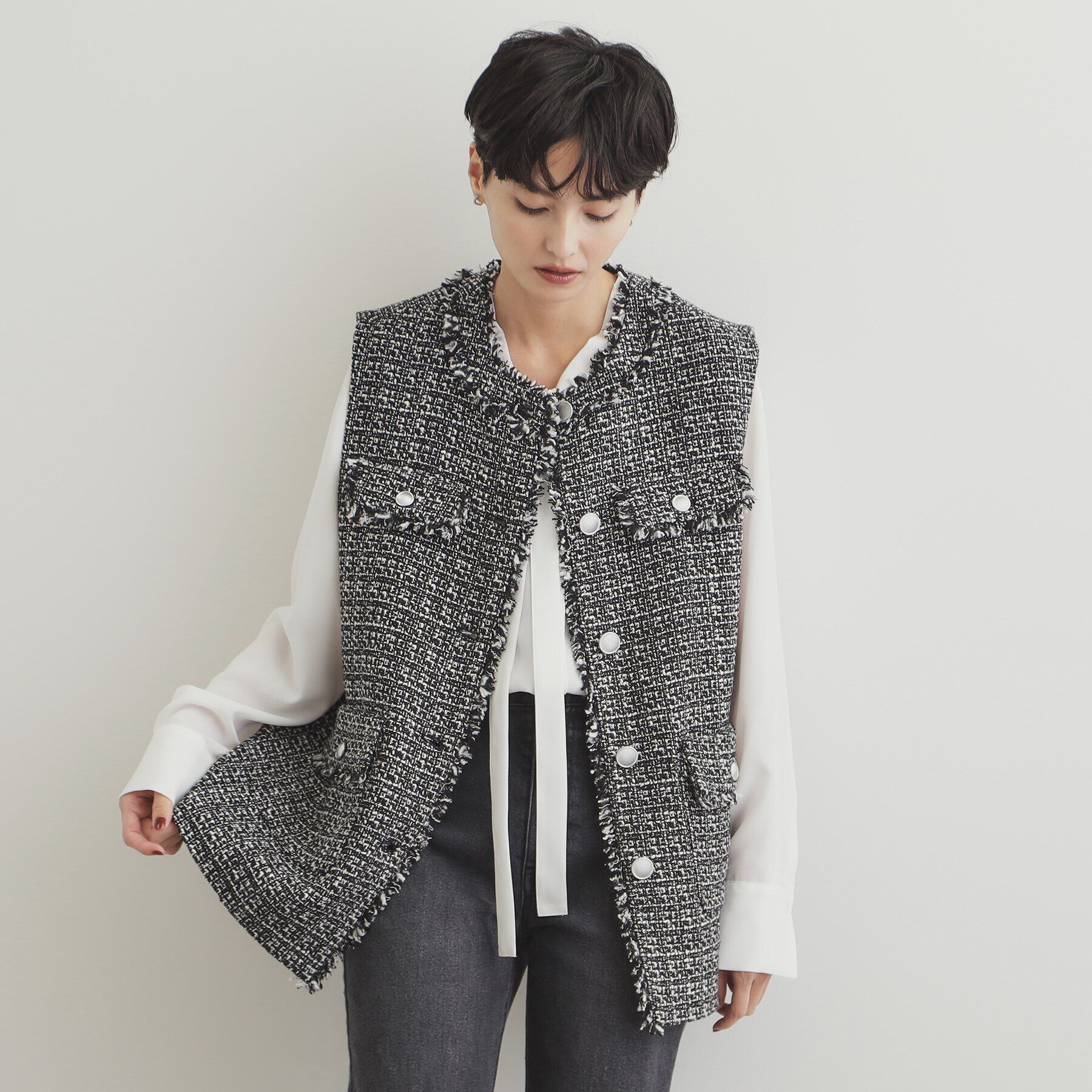OPAQUE.CLIP「ツイードジレ【洗濯機洗い可】」|ベスト・ジレ|
