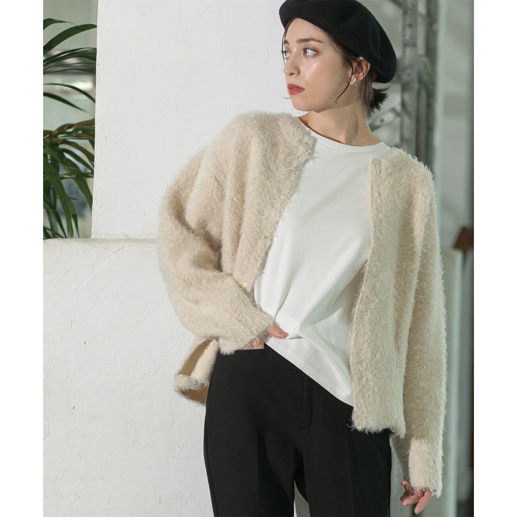 OPAQUE.CLIP「《BAILA掲載》シャギーニットミドルカーディガン【洗濯機洗い可】」|カーディガン|