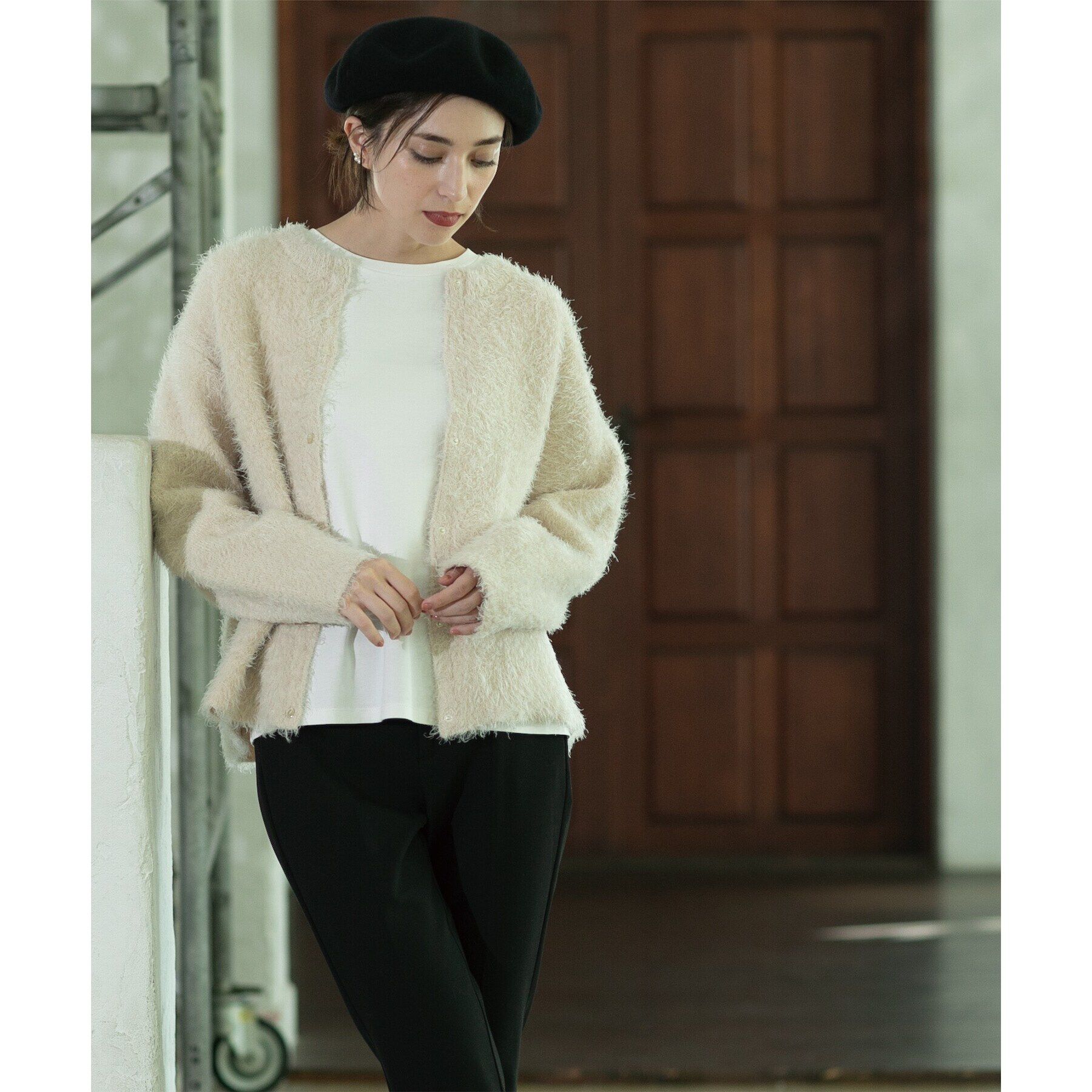 OPAQUE.CLIP「《BAILA掲載》シャギーニットミドルカーディガン【洗濯機洗い可】」|カーディガン|