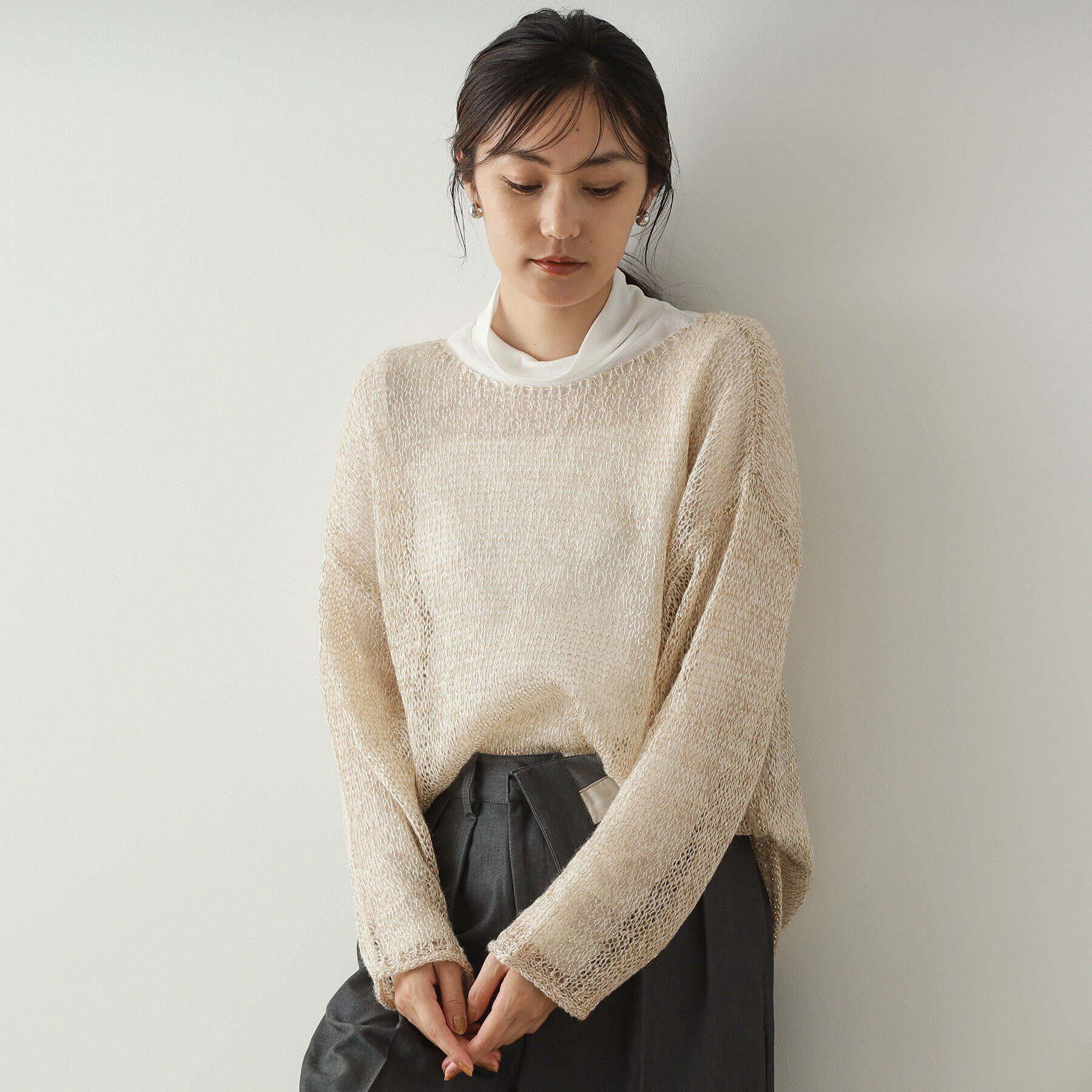 OPAQUE.CLIP「キラキラシアーニット【洗濯機洗い可】」|ニット・セーター|