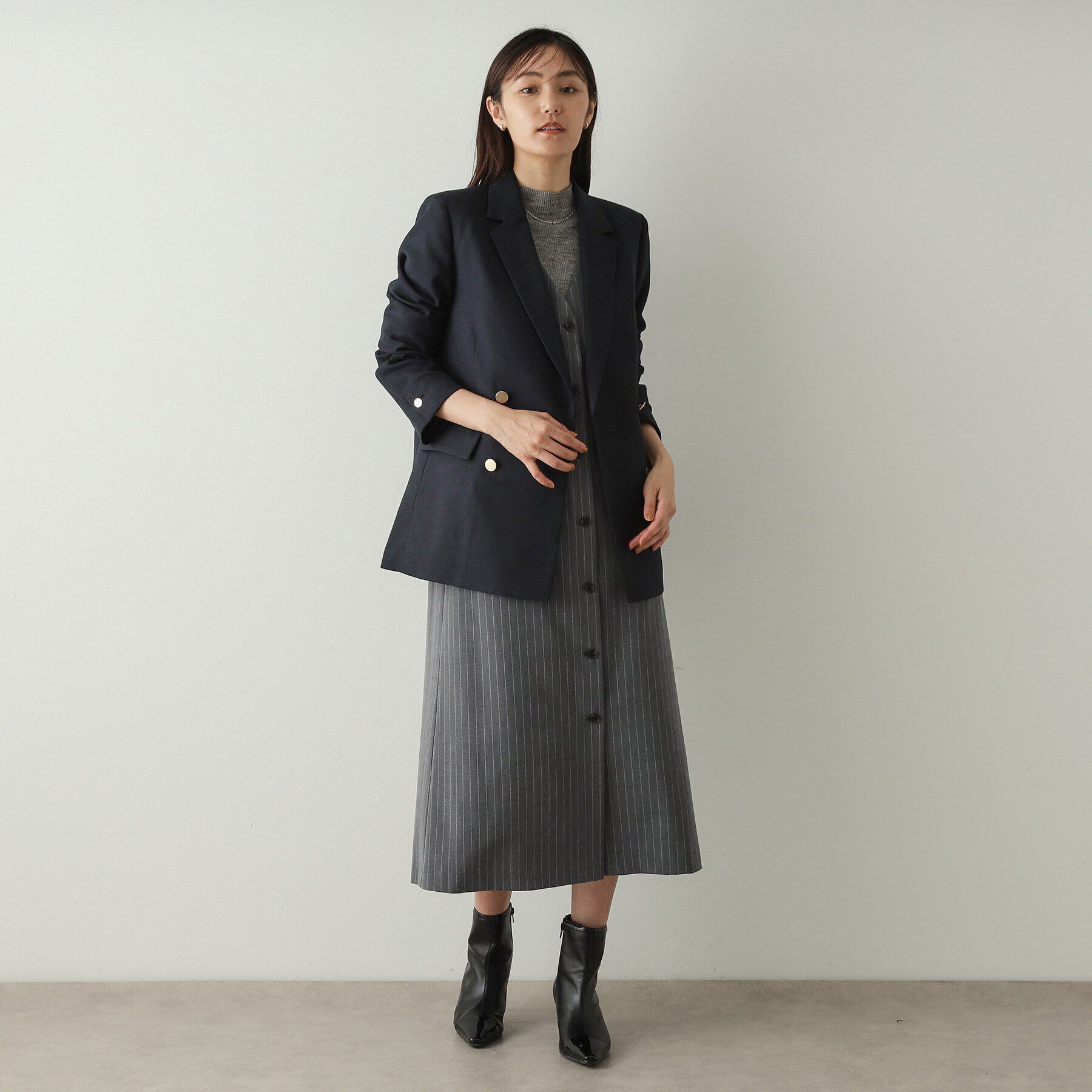 OPAQUE.CLIP「金ボタンダブルテーラードジャケット【洗える/ストレッチ/抗ピル】」|テーラードジャケット|