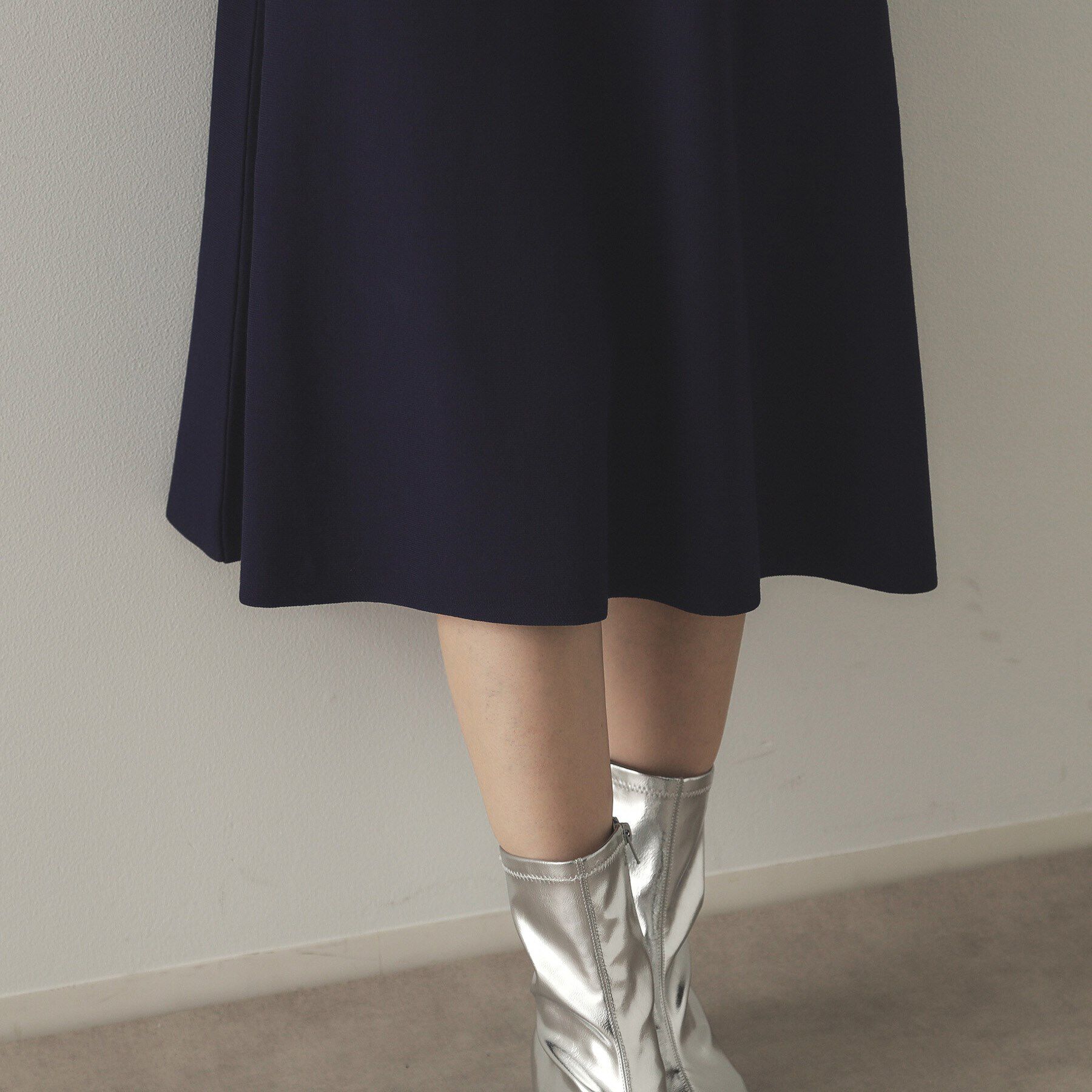 OPAQUE.CLIP「フハクスリーブ ドッキングニットフレアワンピース【洗濯機洗い可】」|ワンピース|