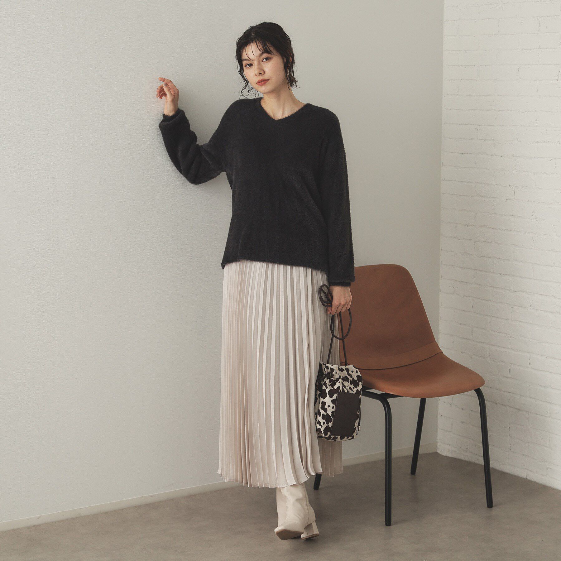 OPAQUE.CLIP「サテンプリーツスカート【洗濯機洗い可】」|スカート|