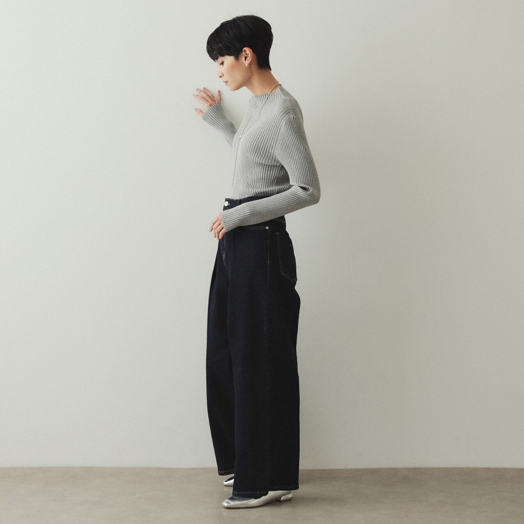 OPAQUE.CLIP「《5color/S-LLsize》もちもちハイネックリブニット【洗濯機洗い可】」|ニット・セーター|