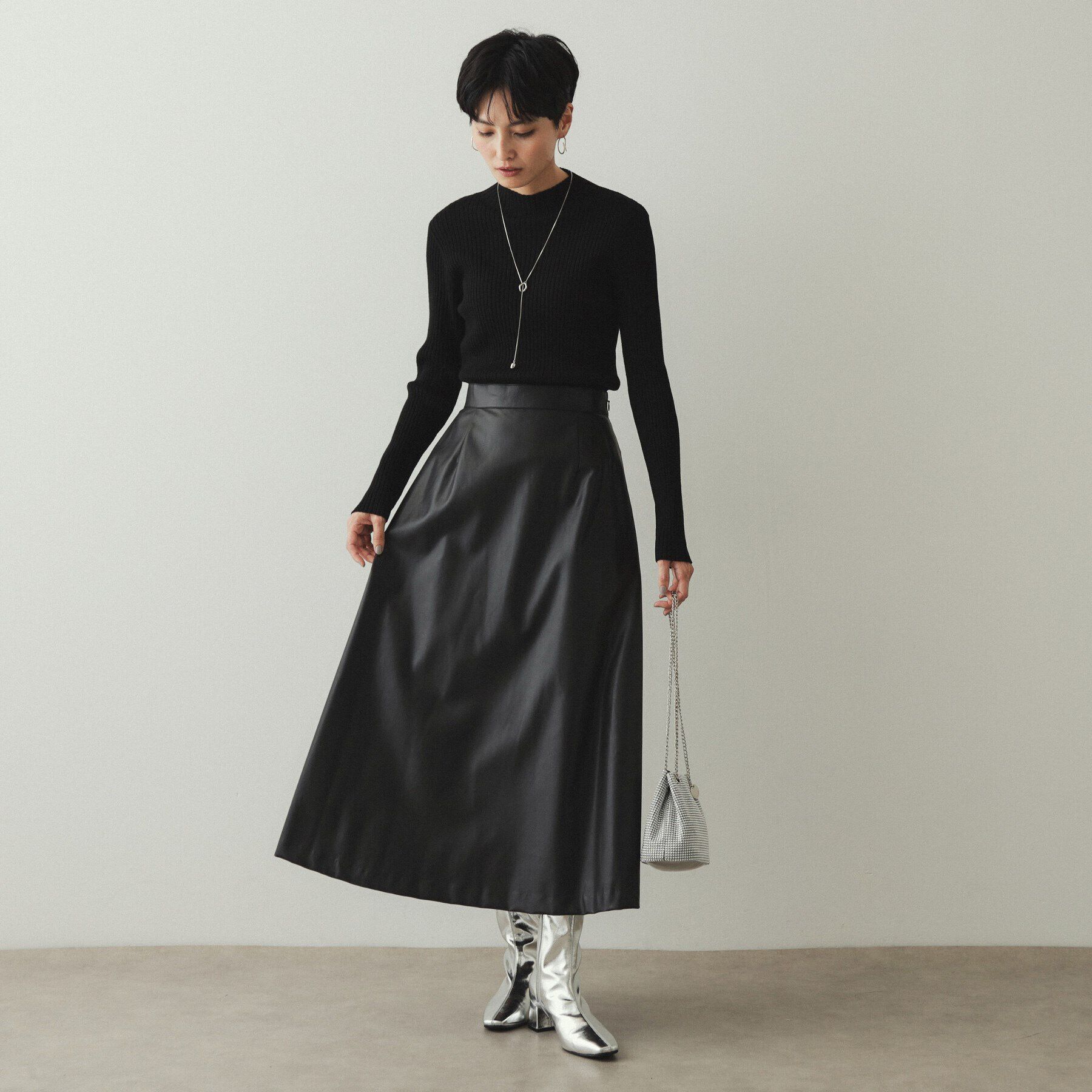 OPAQUE.CLIP「《5color/S-LLsize》もちもちハイネックリブニット【洗濯機洗い可】」|ニット・セーター|