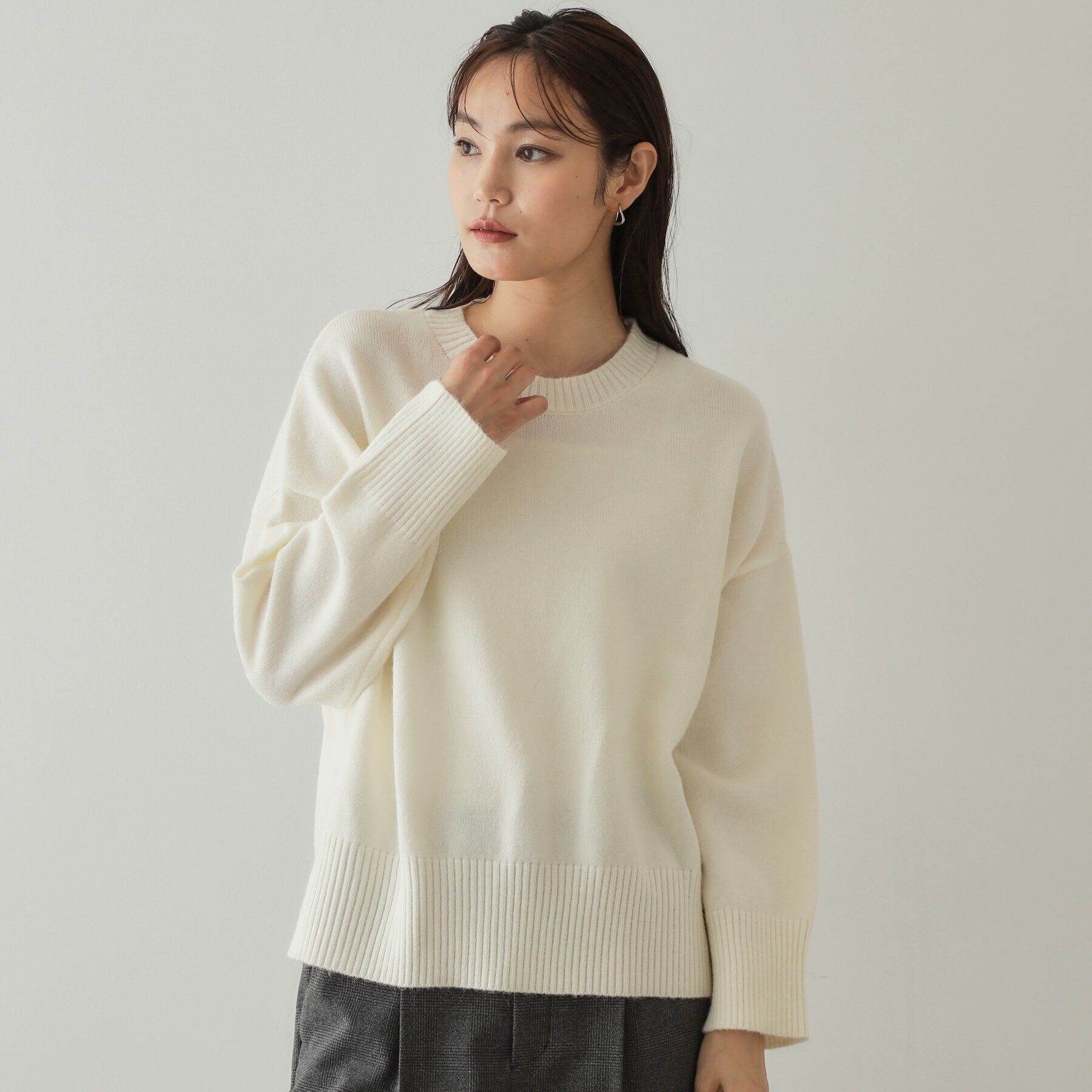 OPAQUE.CLIP「2WAYネックウォーマー付ニット【洗濯機洗い可】」|ニット・セーター|オフホワイト(003