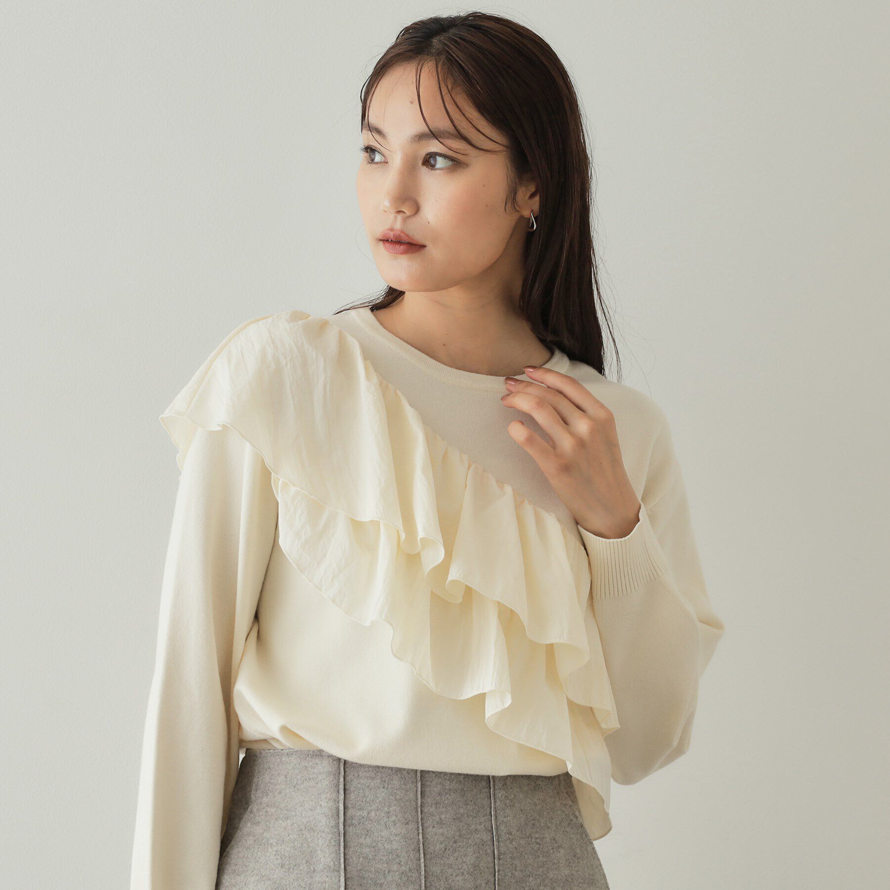 OPAQUE.CLIP「ダブルフリルドッキングニット【洗濯機洗い可】」|ニット・セーター|
