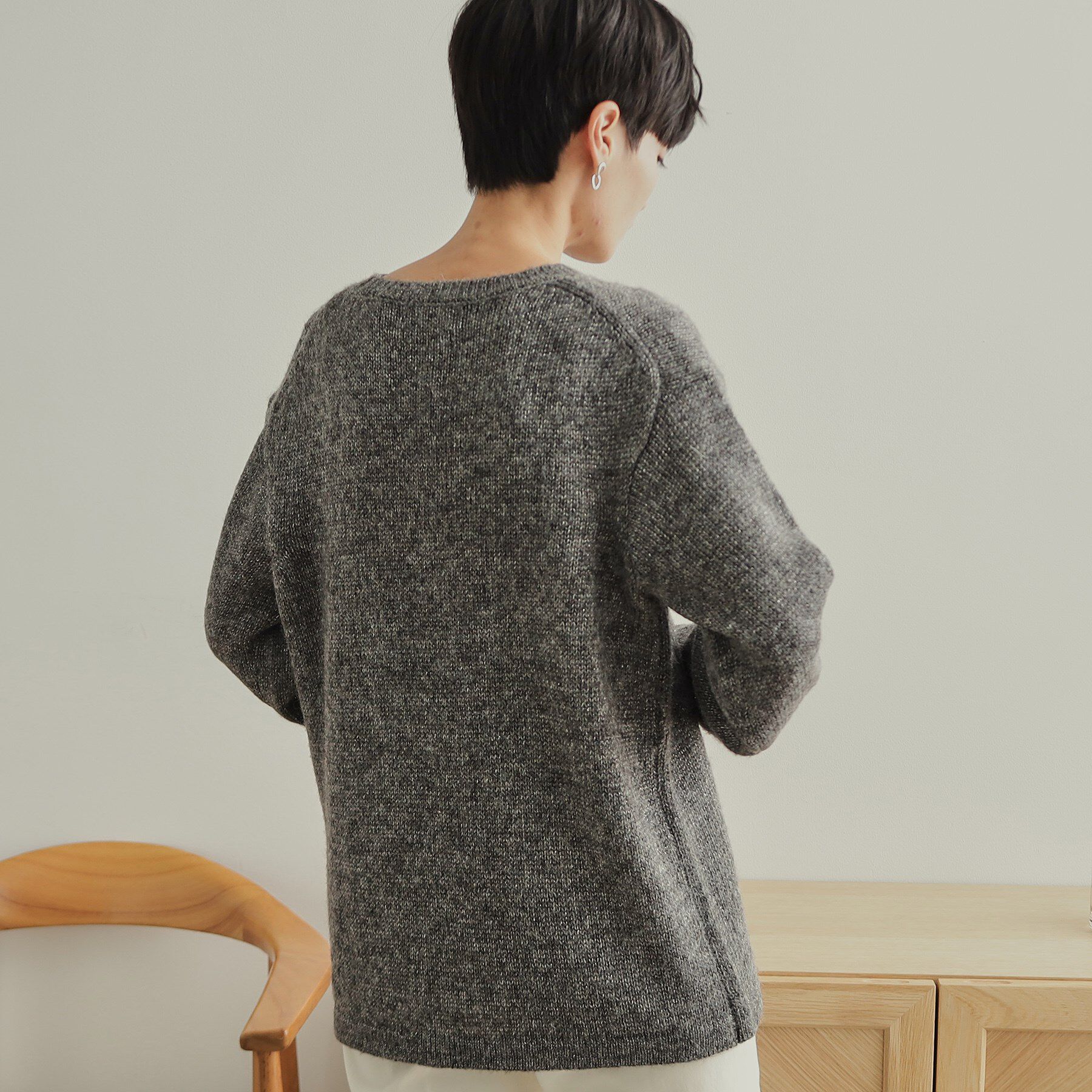 OPAQUE.CLIP「ウエストベルト付きヘアリーラメニット【洗濯機洗い可】」|ニット・セーター|