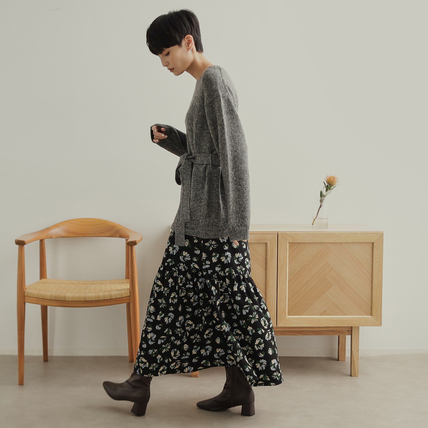 OPAQUE.CLIP「ウエストベルト付きヘアリーラメニット【洗濯機洗い可】」|ニット・セーター|