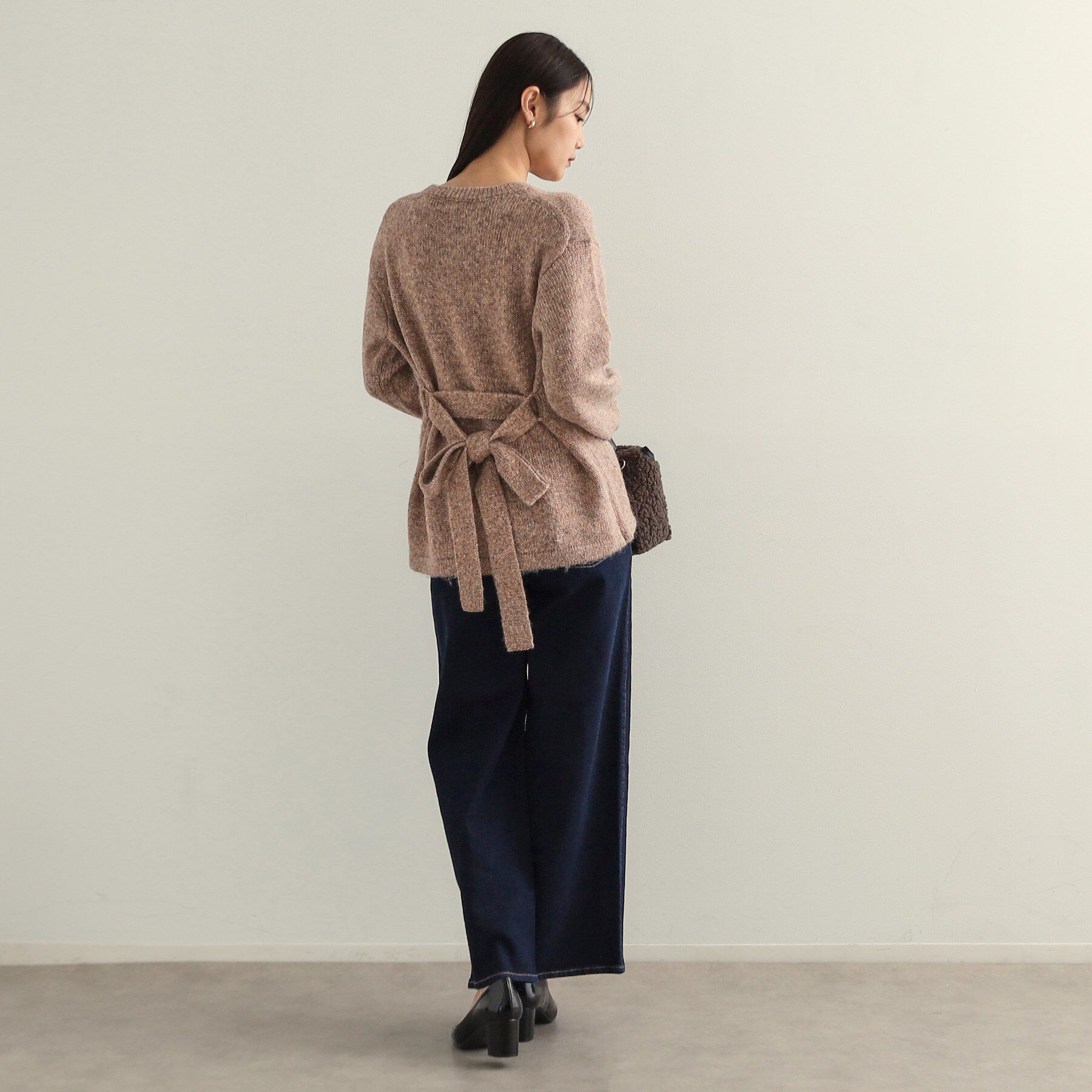 OPAQUE.CLIP「ウエストベルト付きヘアリーラメニット【洗濯機洗い可】」|ニット・セーター|