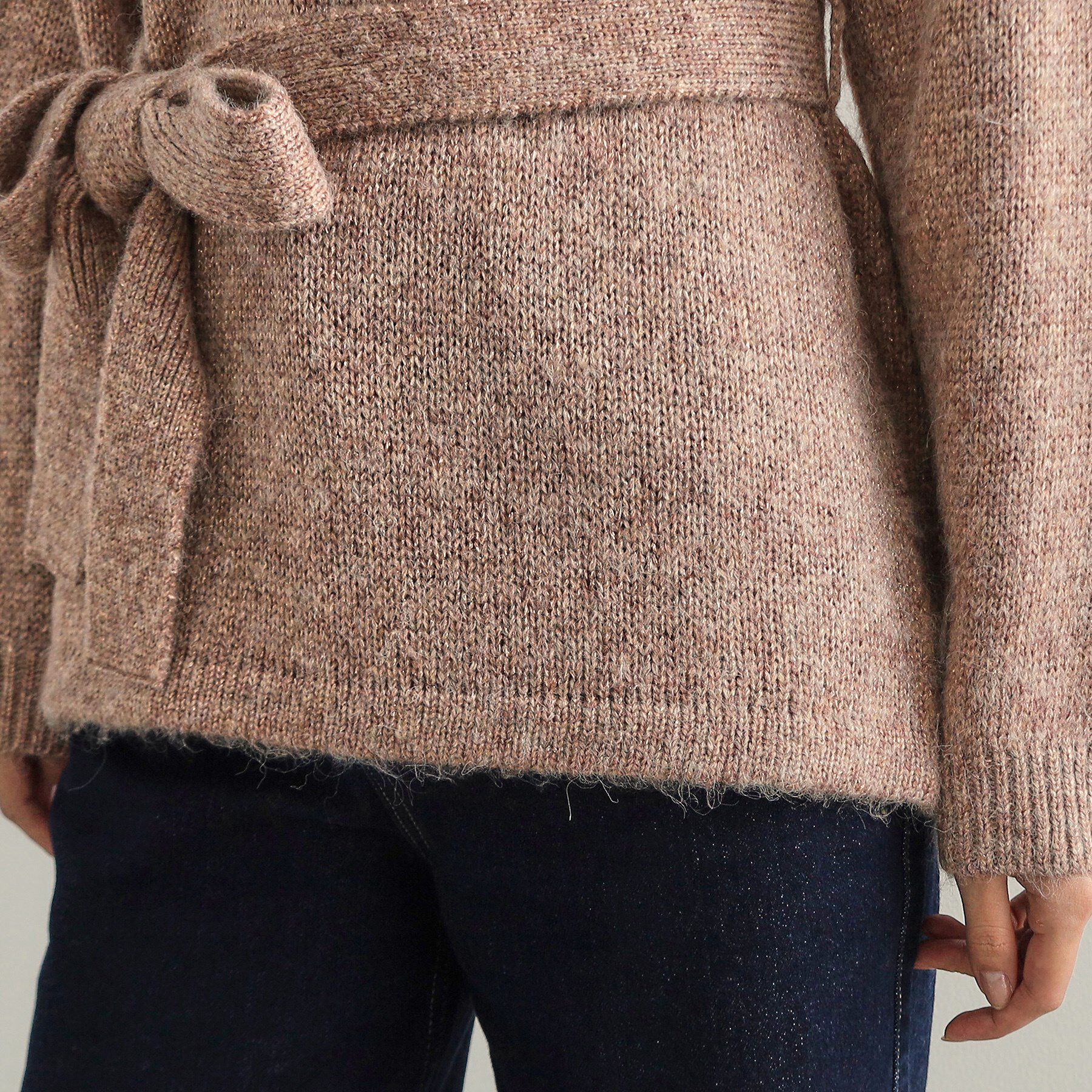 OPAQUE.CLIP「ウエストベルト付きヘアリーラメニット【洗濯機洗い可】」|ニット・セーター|