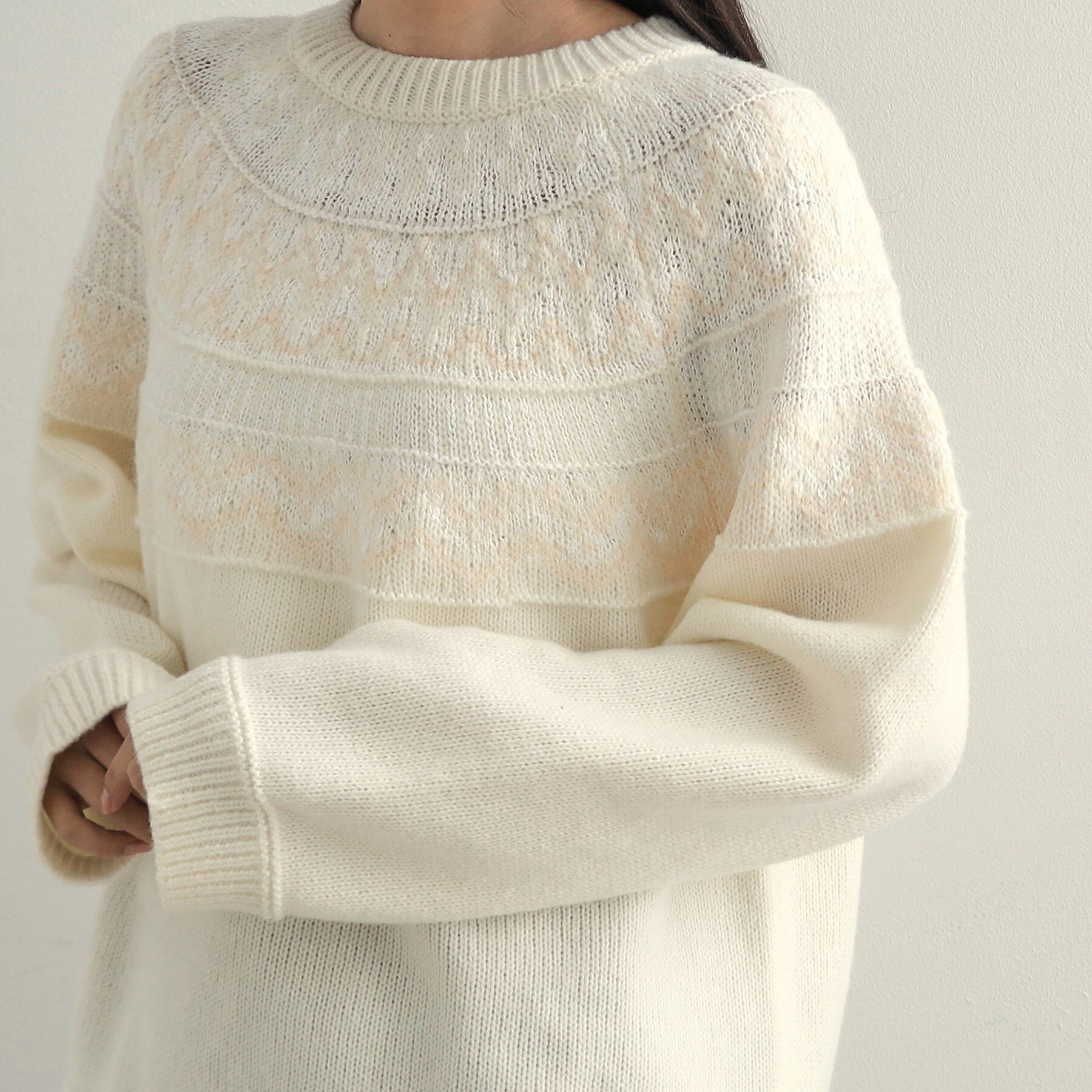 OPAQUE.CLIP「フェアアイル柄ニット【洗濯機洗い可】」|ニット・セーター|