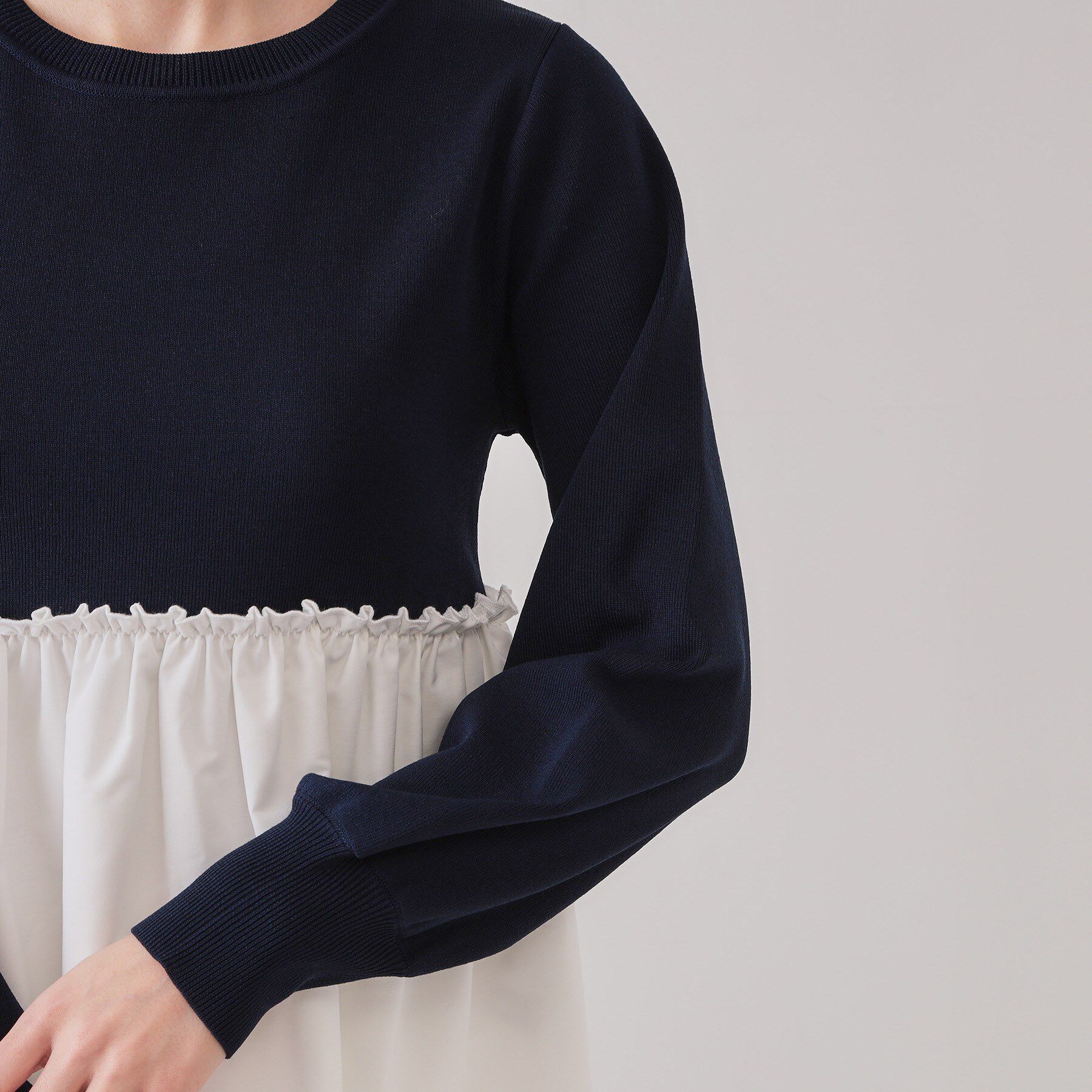 OPAQUE.CLIP「配色ペプラムドッキングニット【洗濯機洗い可】」|Tシャツ・カットソー|