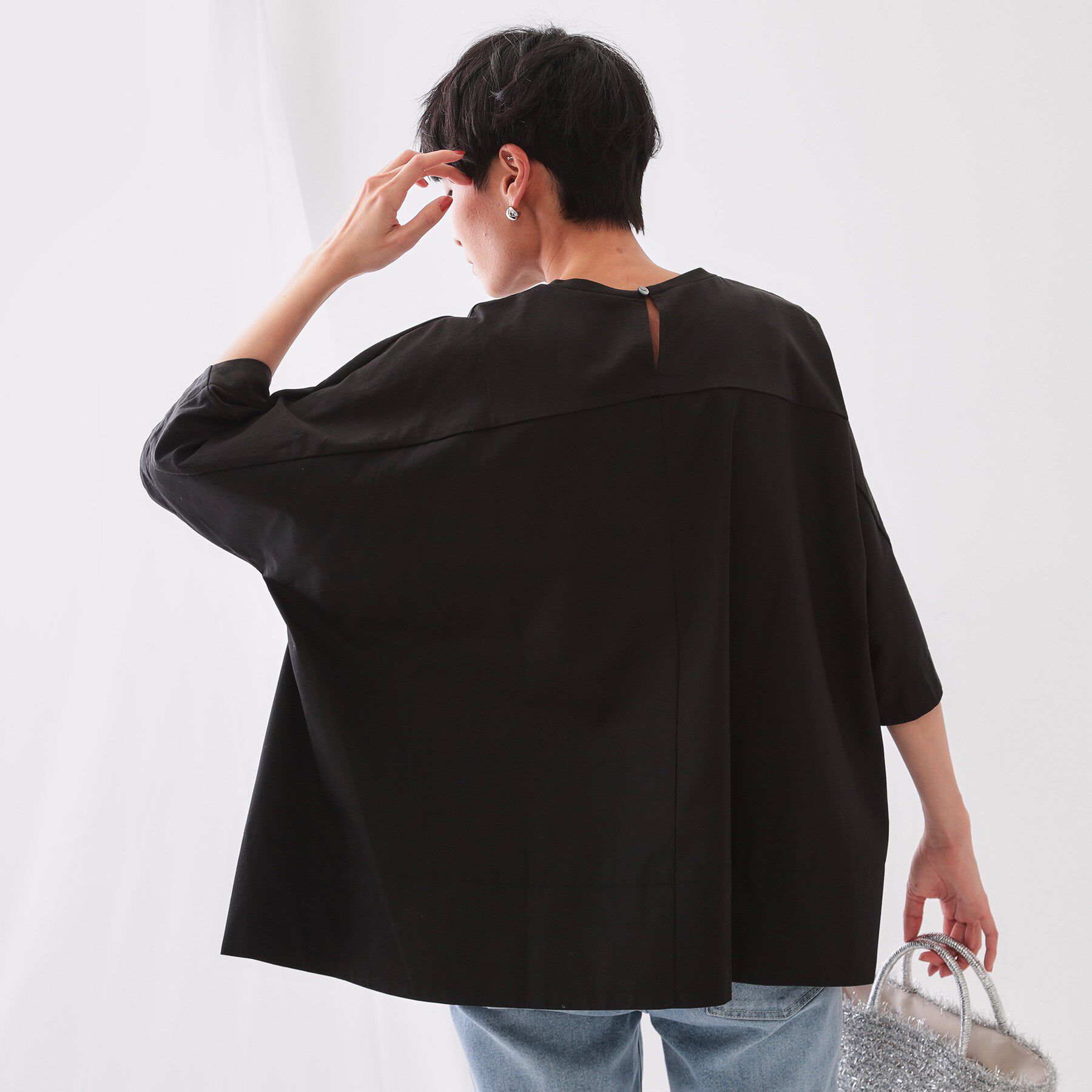 OPAQUE.CLIP「バックフハクドッキングAラインカットソー【洗濯機洗い可】」|Tシャツ・カットソー|