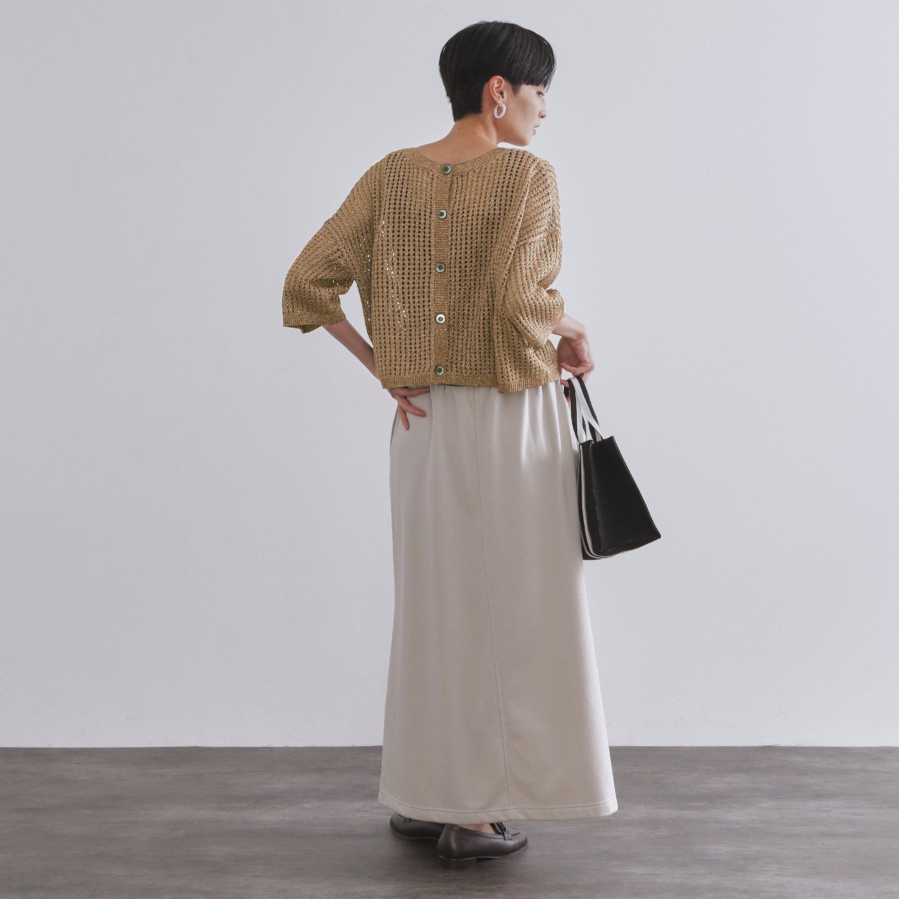 OPAQUE.CLIP「2WAY ラメメッシュニット【洗濯機洗い可/抗ピル】」|ニット・セーター|