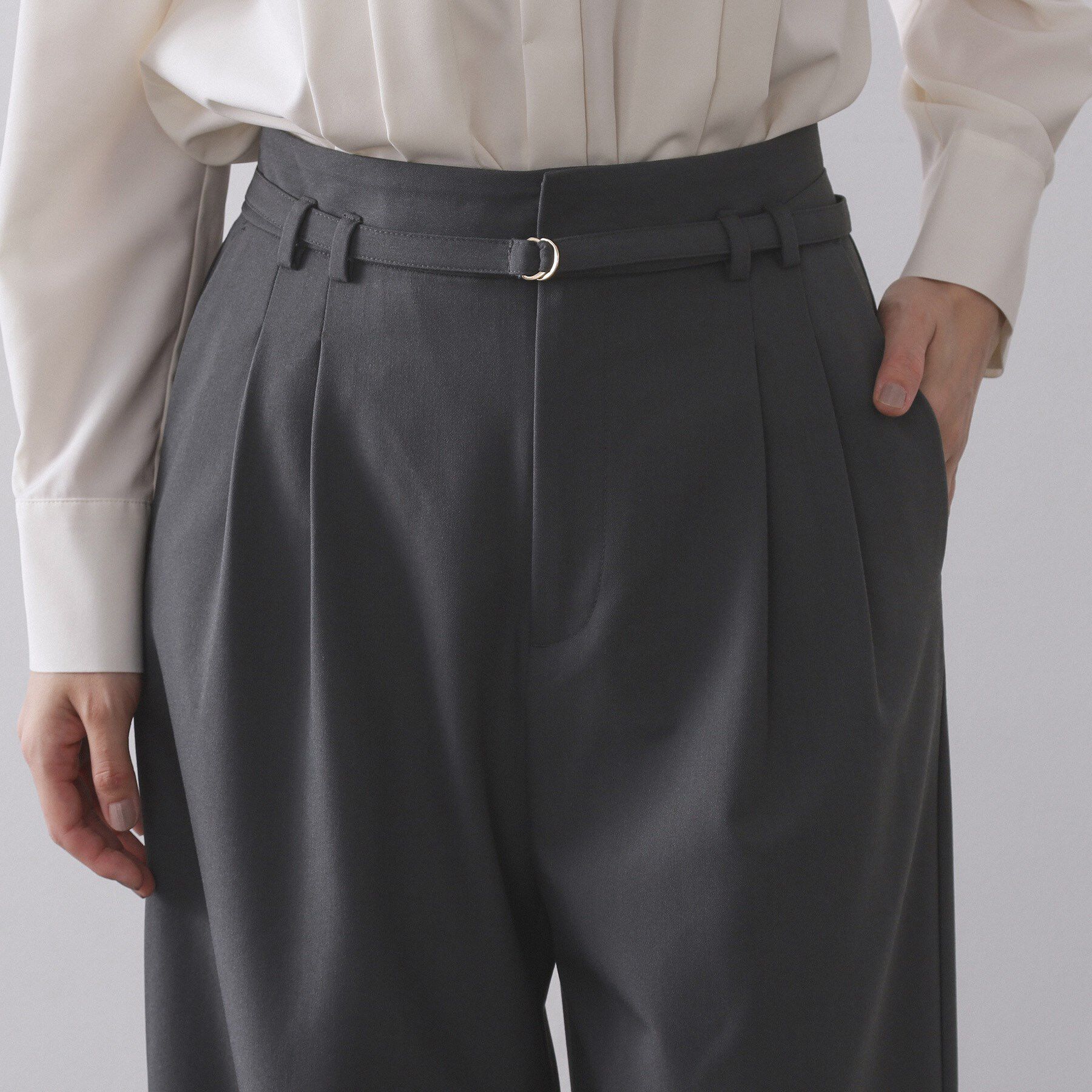 OPAQUE.CLIP「ベルト付きタックワイドパンツ【洗濯機OK】」|その他|