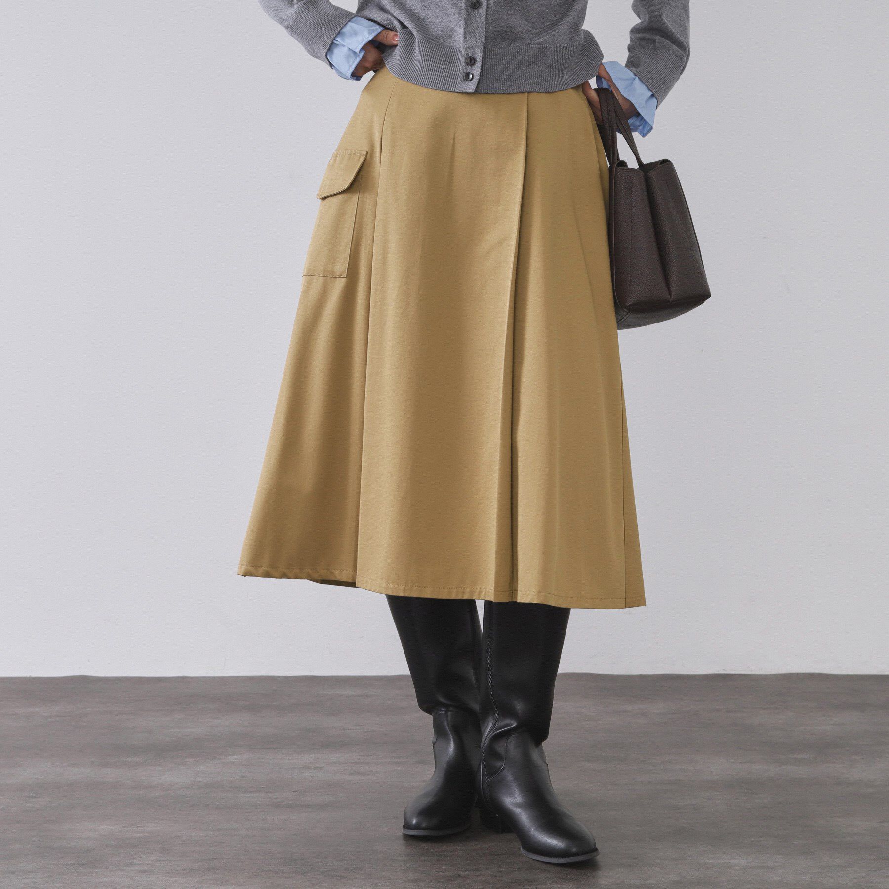 OPAQUE.CLIP「アシメプリーツスカート【洗濯機OK】」|スカート|ベージュ(052)
