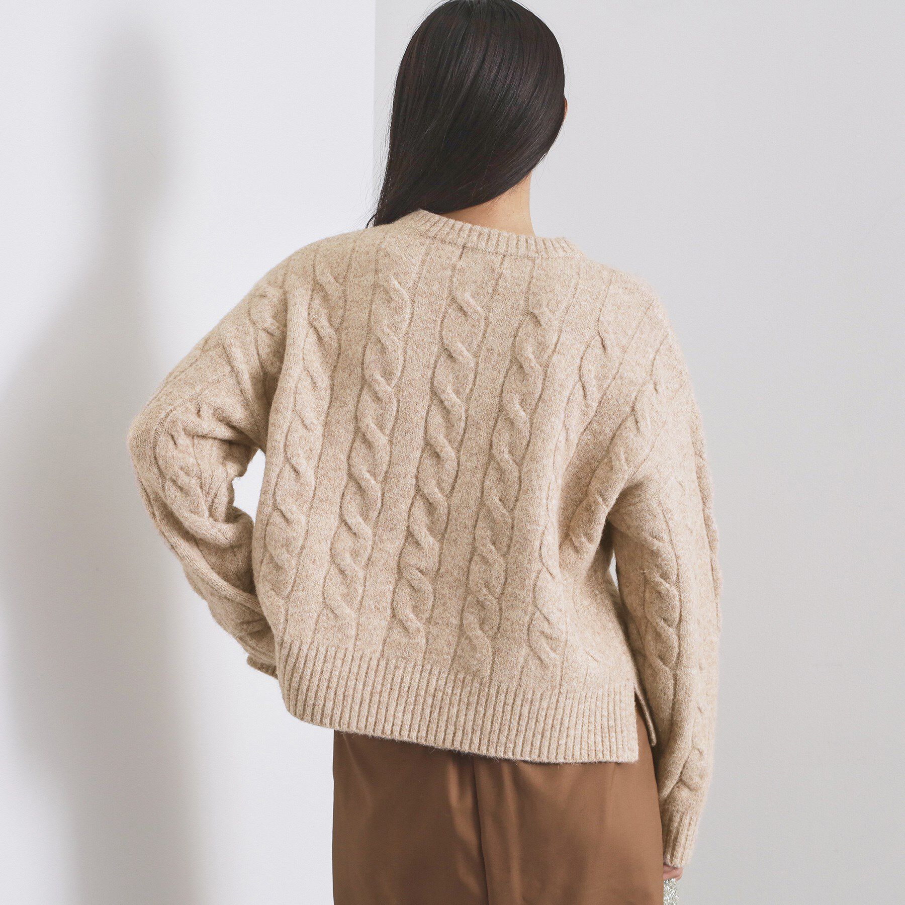 OPAQUE.CLIP「MIXミドルゲージケーブルニット【洗濯機OK】」|ニット・セーター|