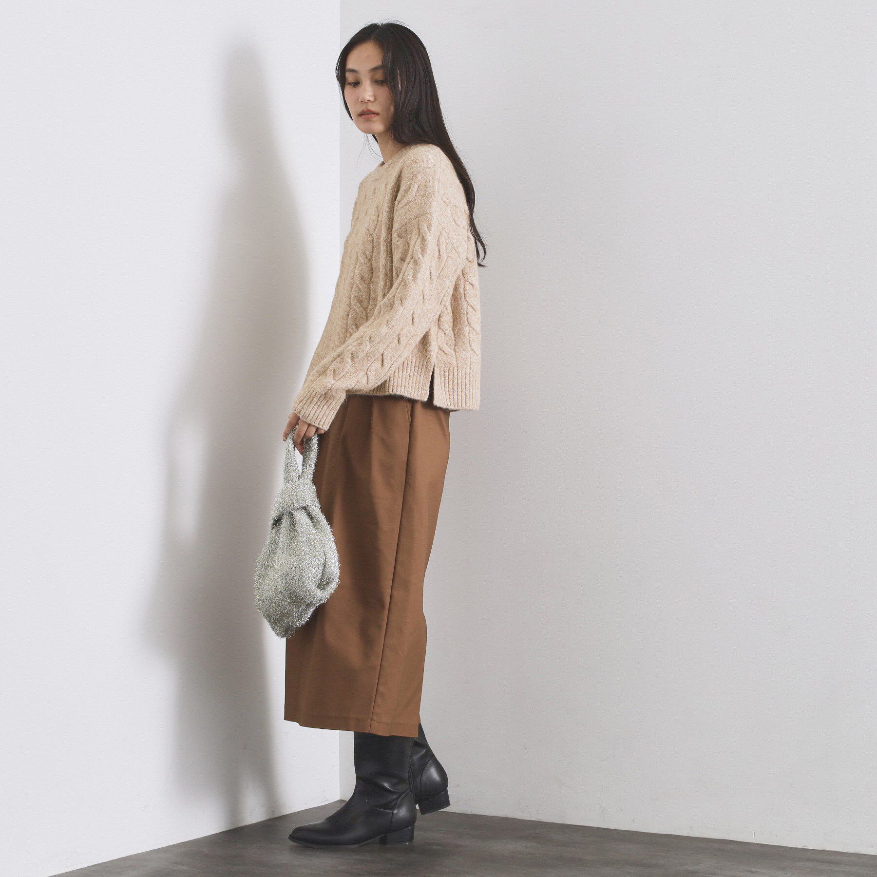 OPAQUE.CLIP「MIXミドルゲージケーブルニット【洗濯機OK】」|ニット・セーター|