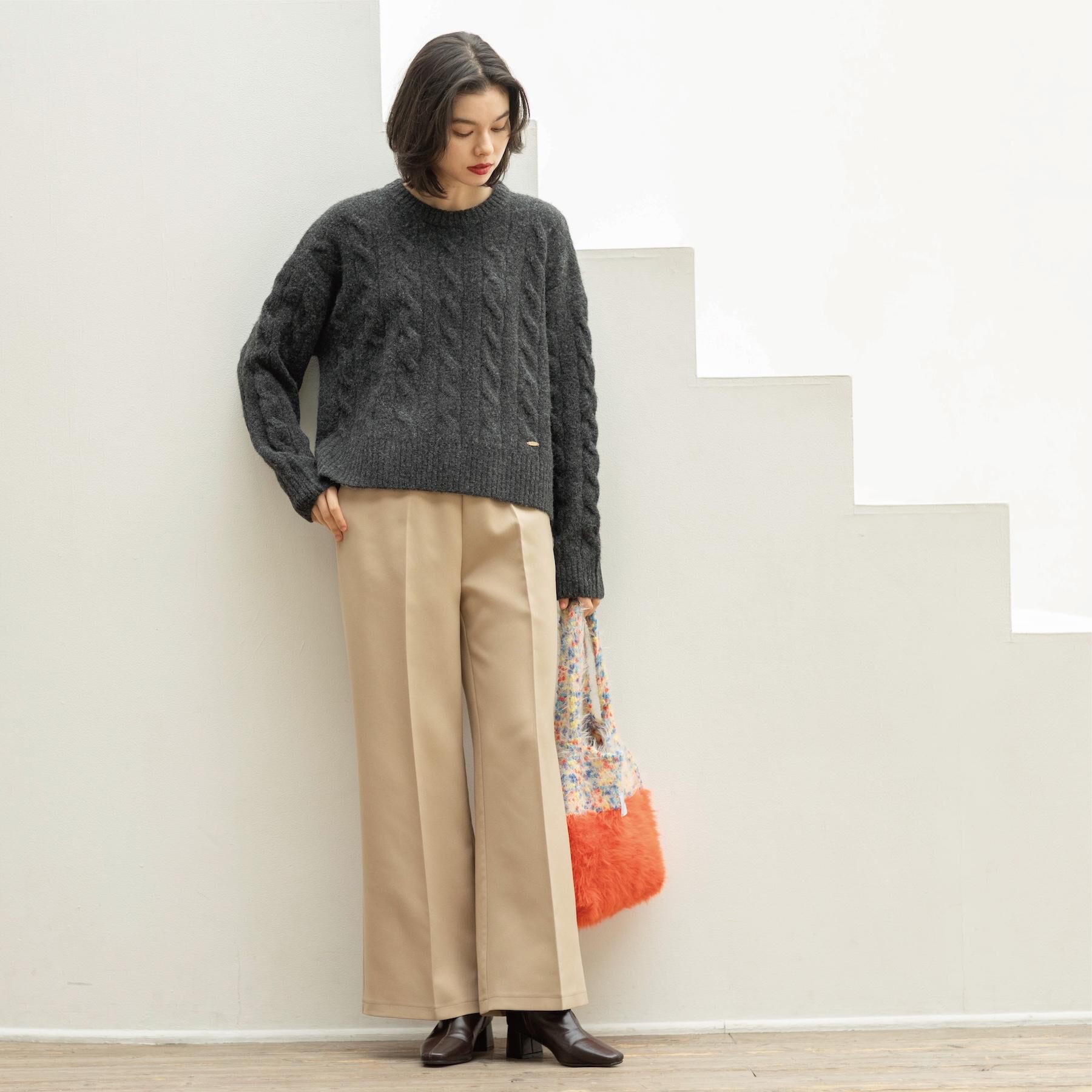 OPAQUE.CLIP「MIXミドルゲージケーブルニット【洗濯機OK】」|ニット・セーター|