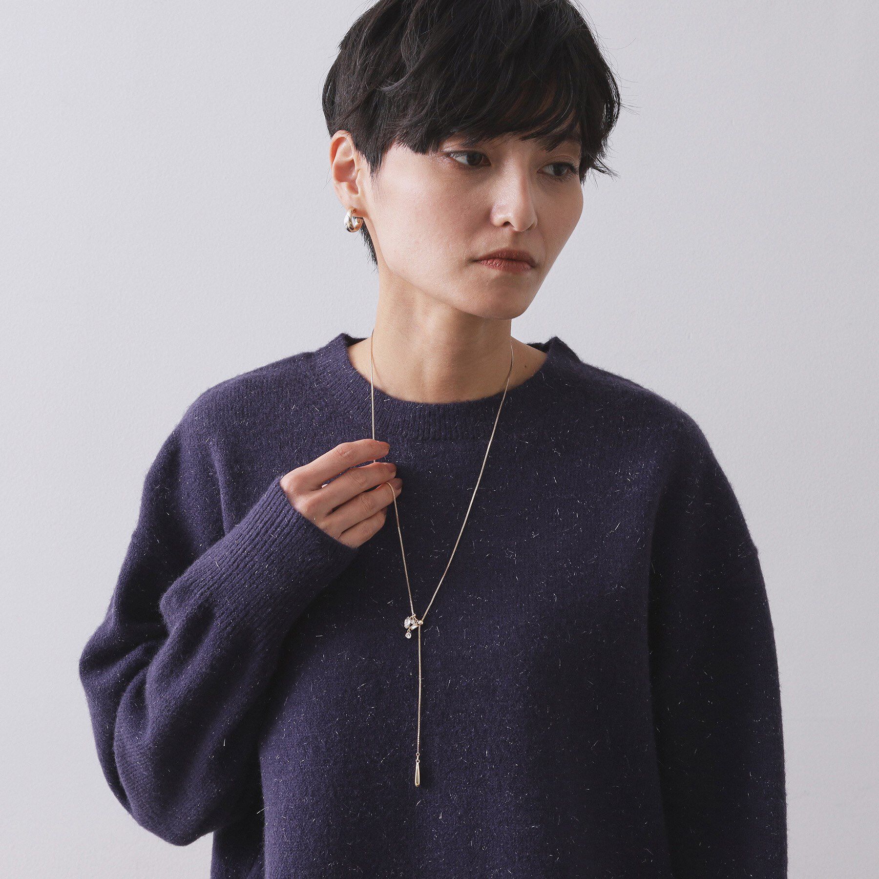 OPAQUE.CLIP「ビジュー付きスライドネックレス」|ネックレス|