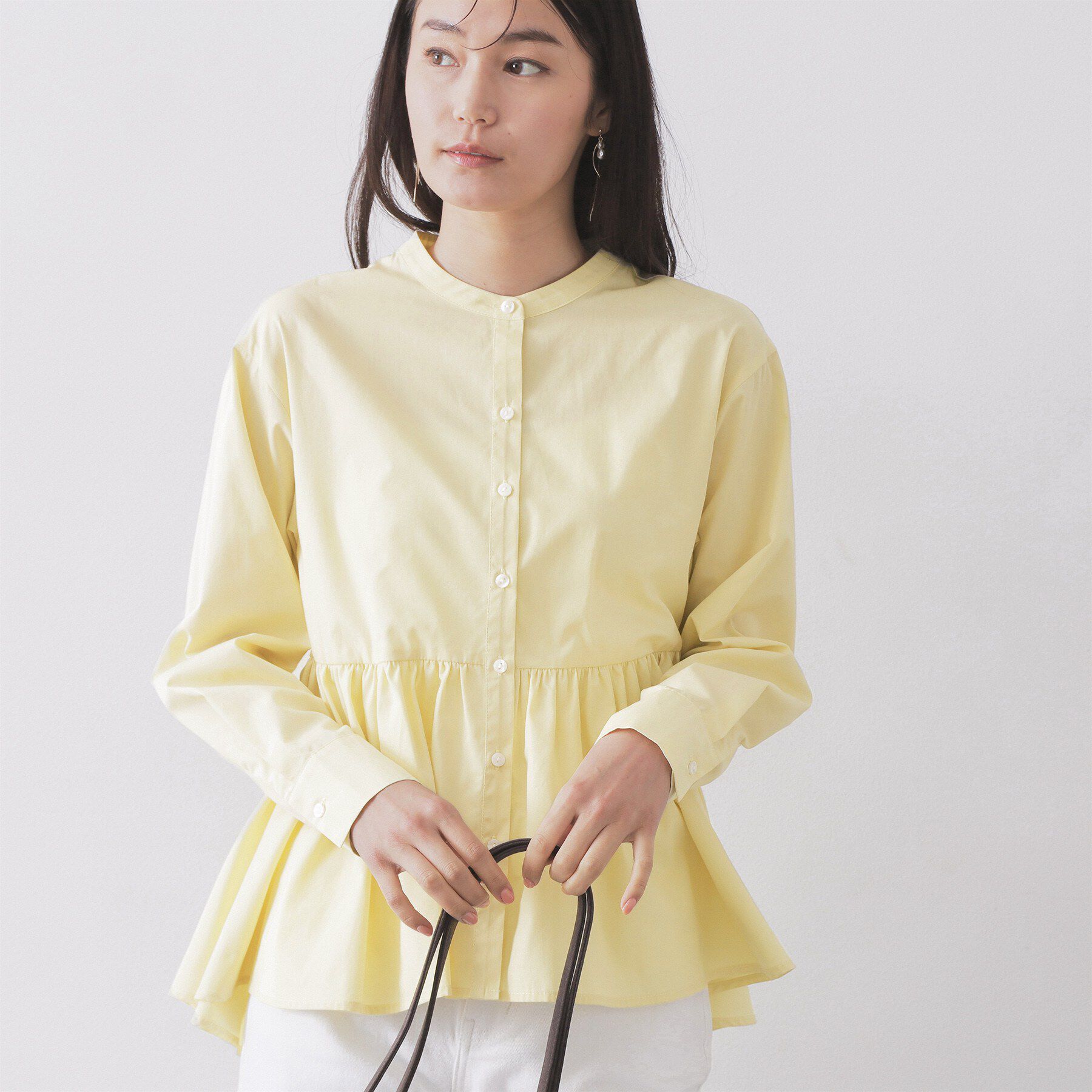 OPAQUE.CLIP「ペプラムシャツ【洗濯機OK】」|シャツ・ブラウス|ライトイエロー(03