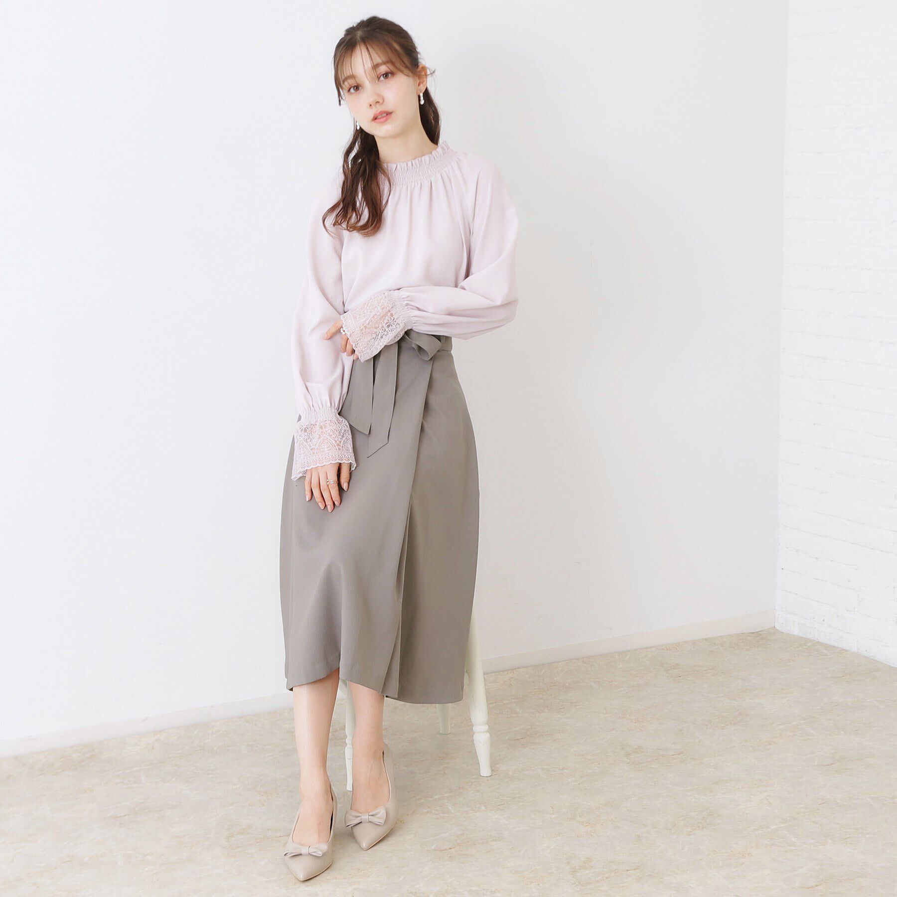 Couture broach「【きれいめ・美脚効果・通勤】ネオシャンブルラップ風スカート」|スカート|